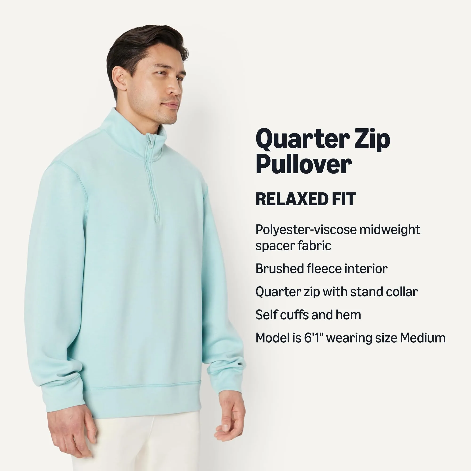 Amazon Essentials Active Felpa senza Cappuccio Stile Marinaio con Zip a 1/4 Uomo, Blu Chiaro, S - immagine 4