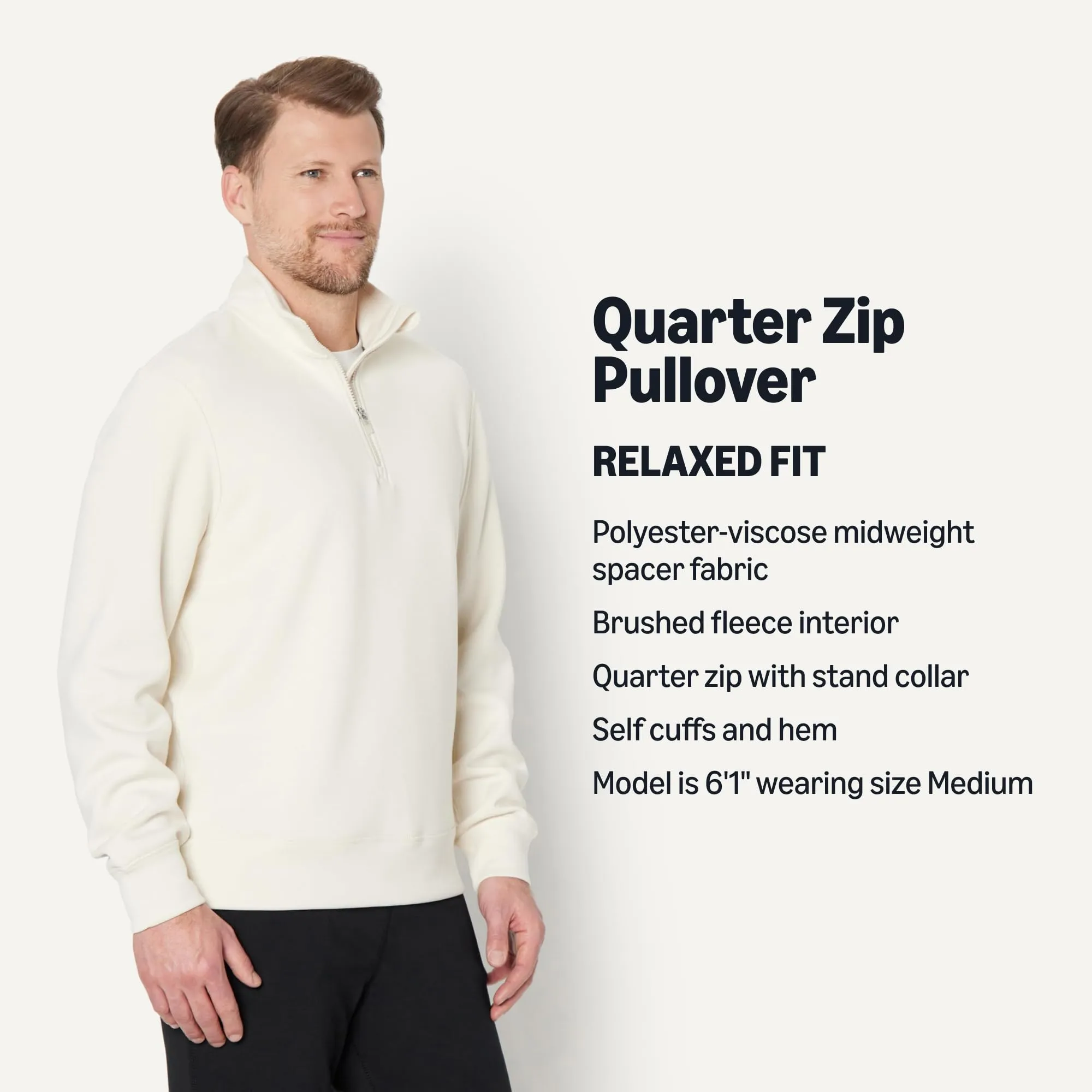 Amazon Essentials Active Felpa senza Cappuccio Stile Marinaio con Zip a 1/4 Uomo, Beige Chiaro, XXL - immagine 3