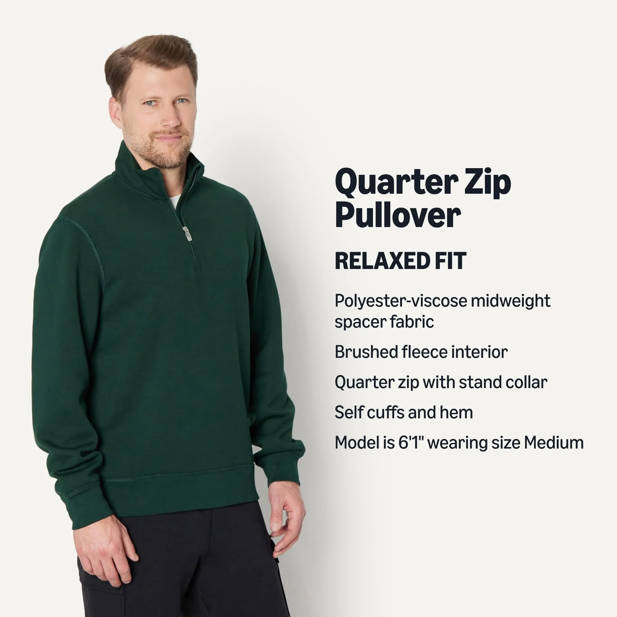 Amazon Essentials Felpa senza Cappuccio Stile Marinaio con Zip a 1/4 Uomo, Verde Scuro, XL - immagine 4