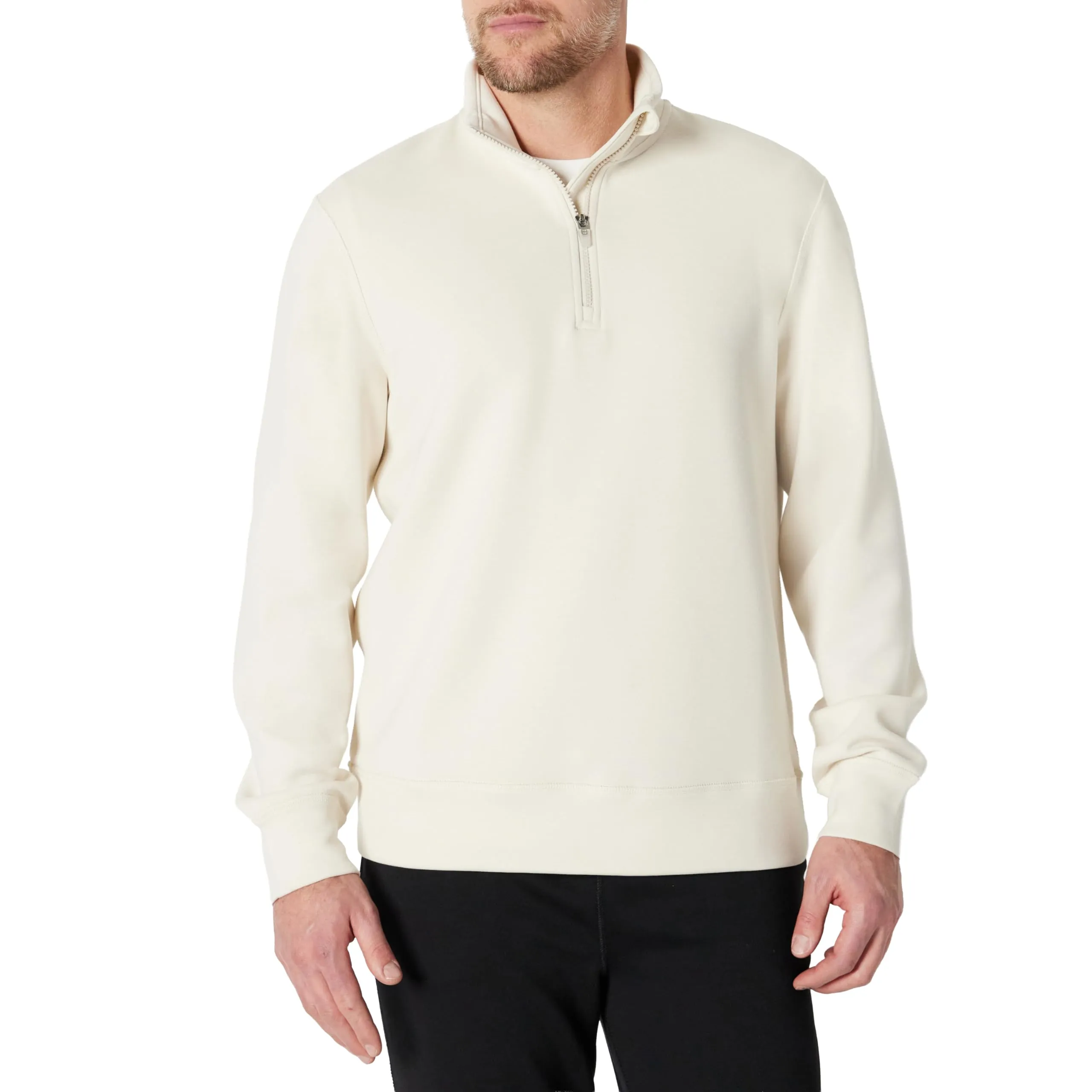 Amazon Essentials Active Felpa senza Cappuccio Stile Marinaio con Zip a 1/4 Uomo, Beige Chiaro, S - immagine 1
