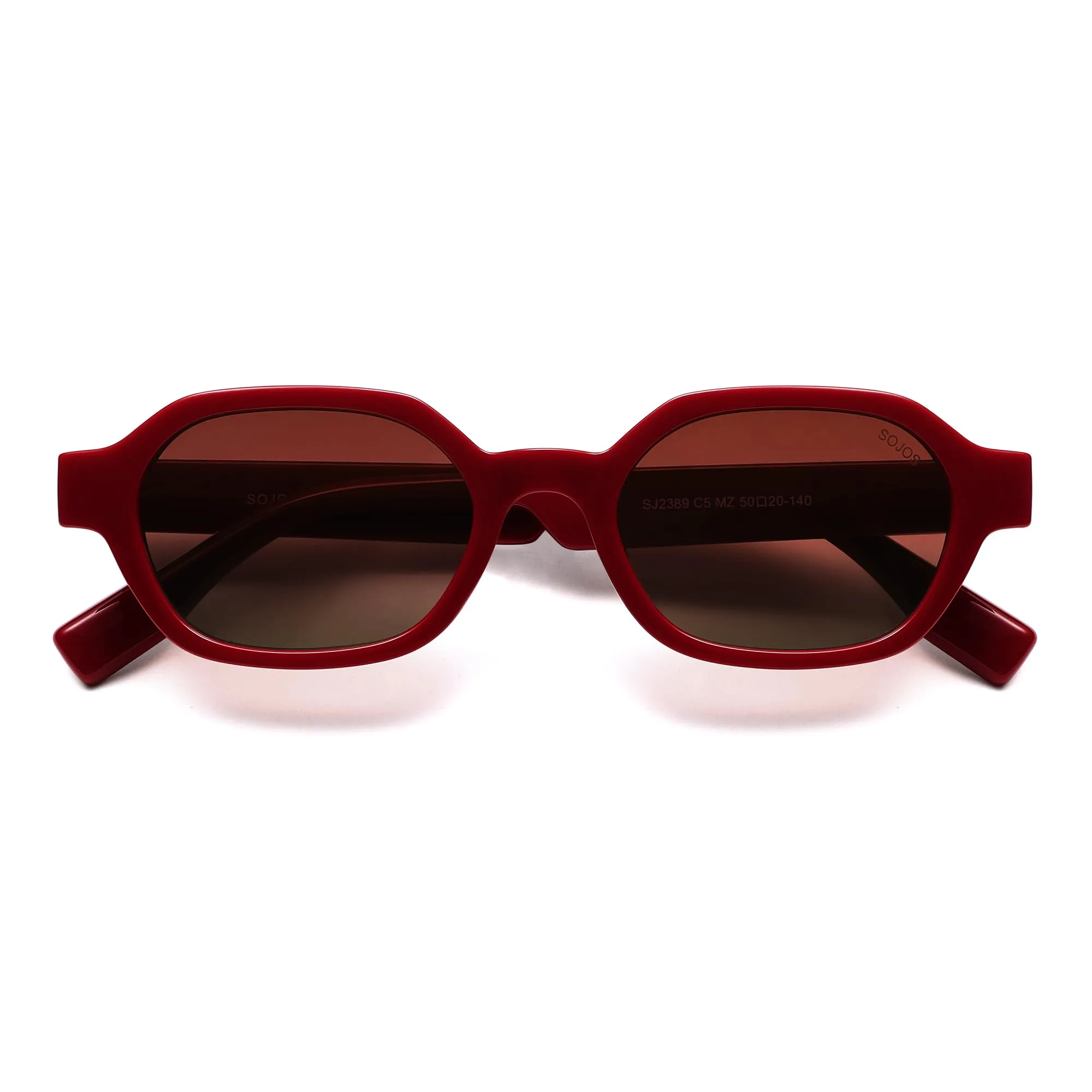 SOJOS Occhiali da sole polarizzati esagonali UV400 SJ2389, Rosso, Medium - immagine 1