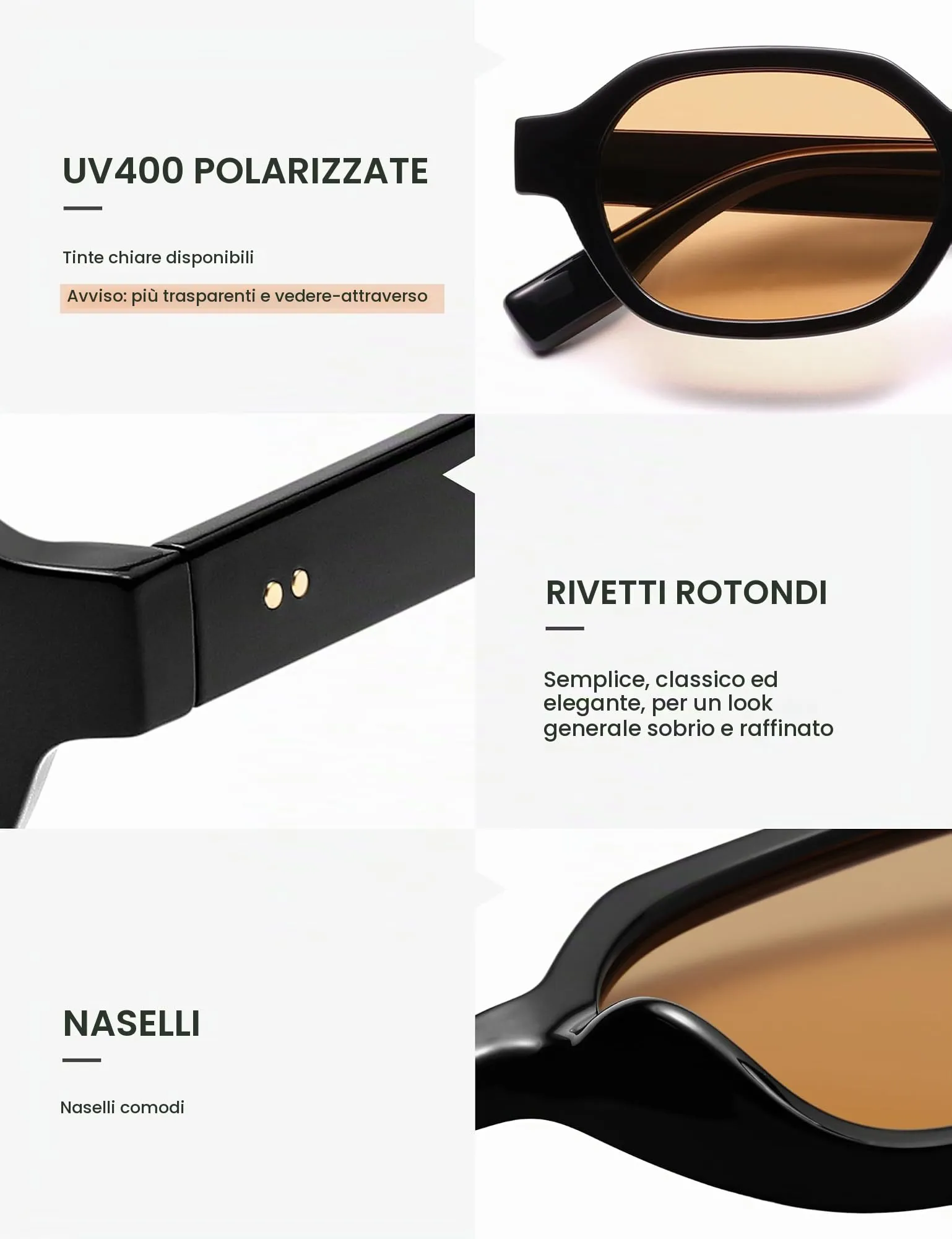 SOJOS Occhiali da sole polarizzati esagonali rettangolari UV400 SJ2389 - immagine 4