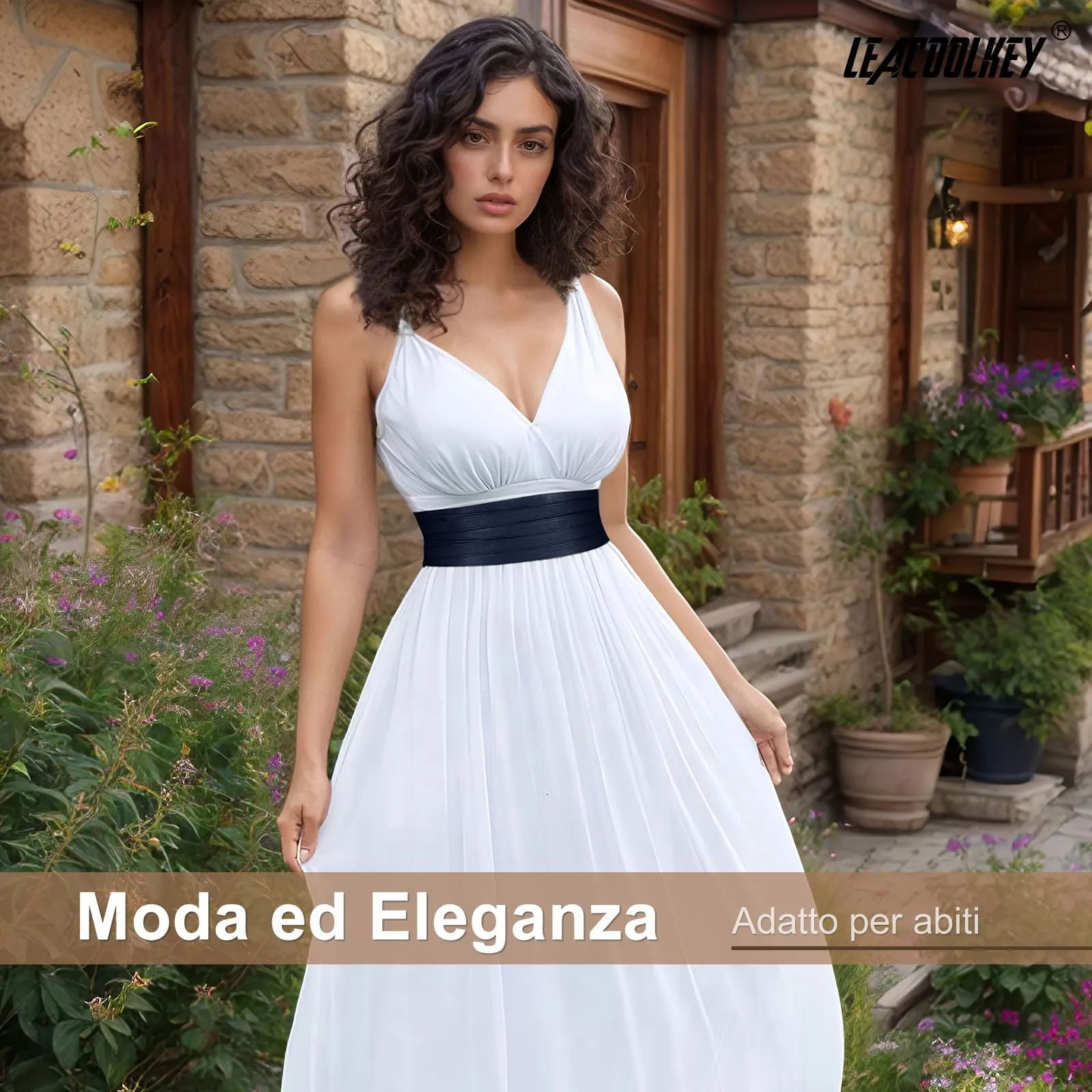 LEACOOLKEY Cintura Larga Donna in Elastica, Blu Notte, 80cm - immagine 4