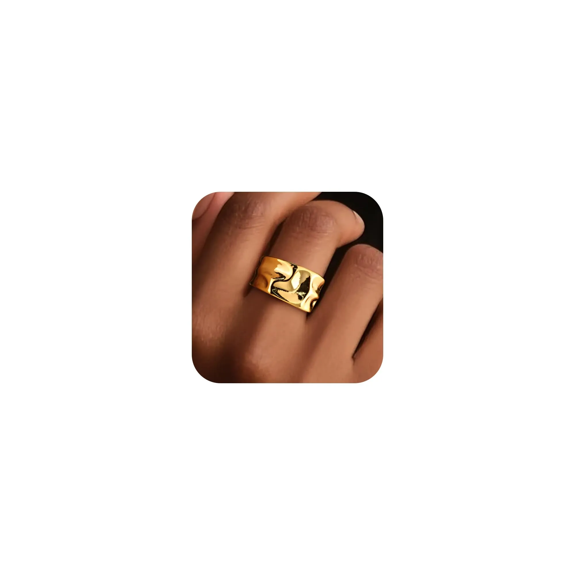 ALEXCRAFT Anelli a Goccia Regolabili in Oro e Acciaio, Chunky, Donna Uomo - immagine 2