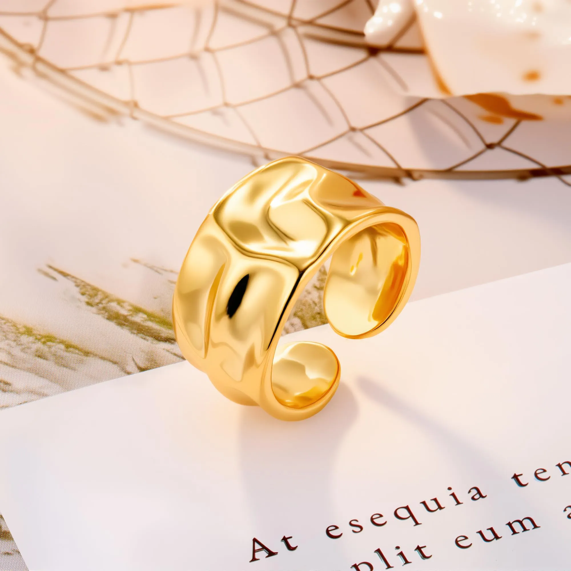 ALEXCRAFT Anelli a Goccia Regolabili in Oro e Acciaio, Chunky, Donna Uomo - immagine 6