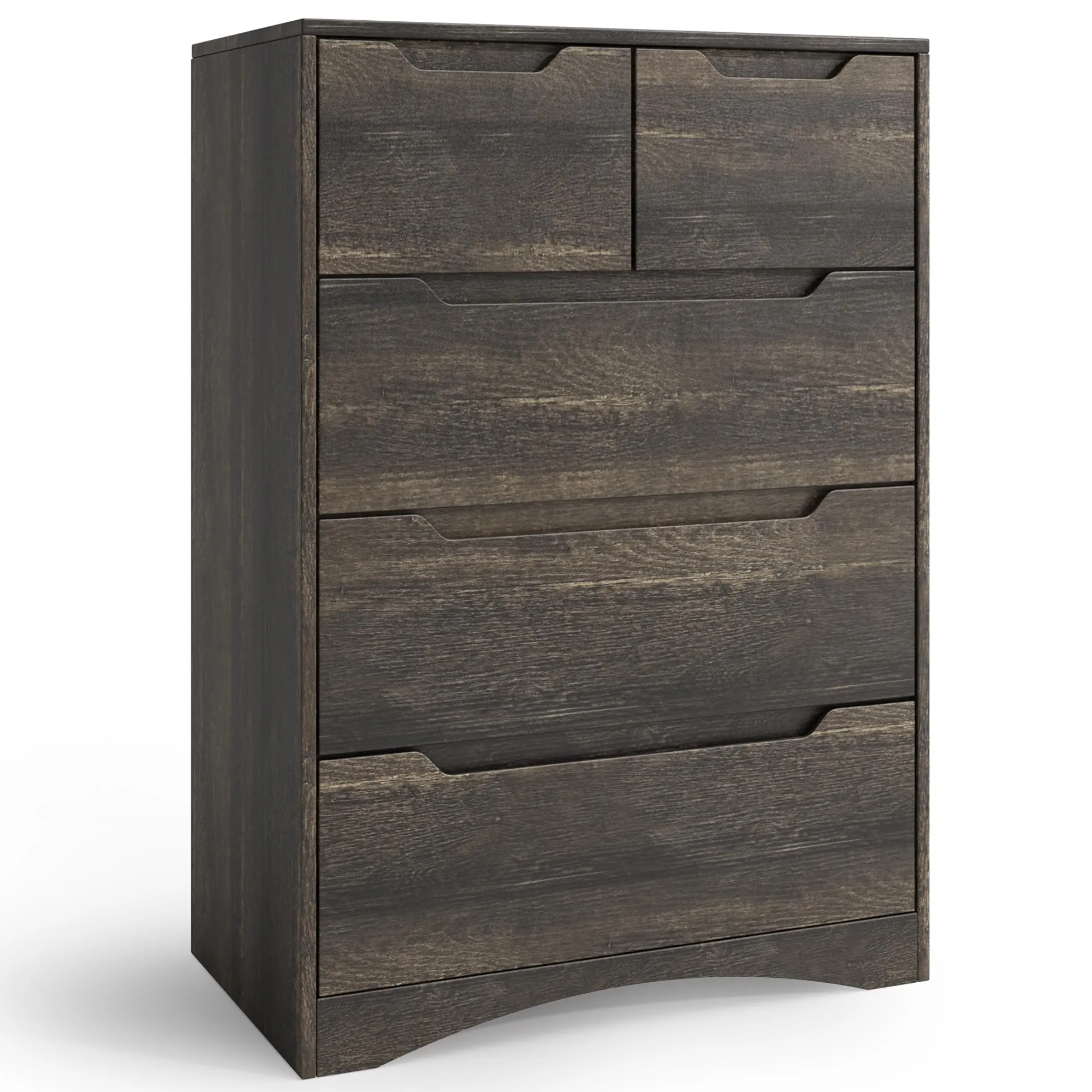 Blishom Cassettiera con 5 Cassetti, 94 x 72 x 41 cm, Marrone Scuro - immagine 1