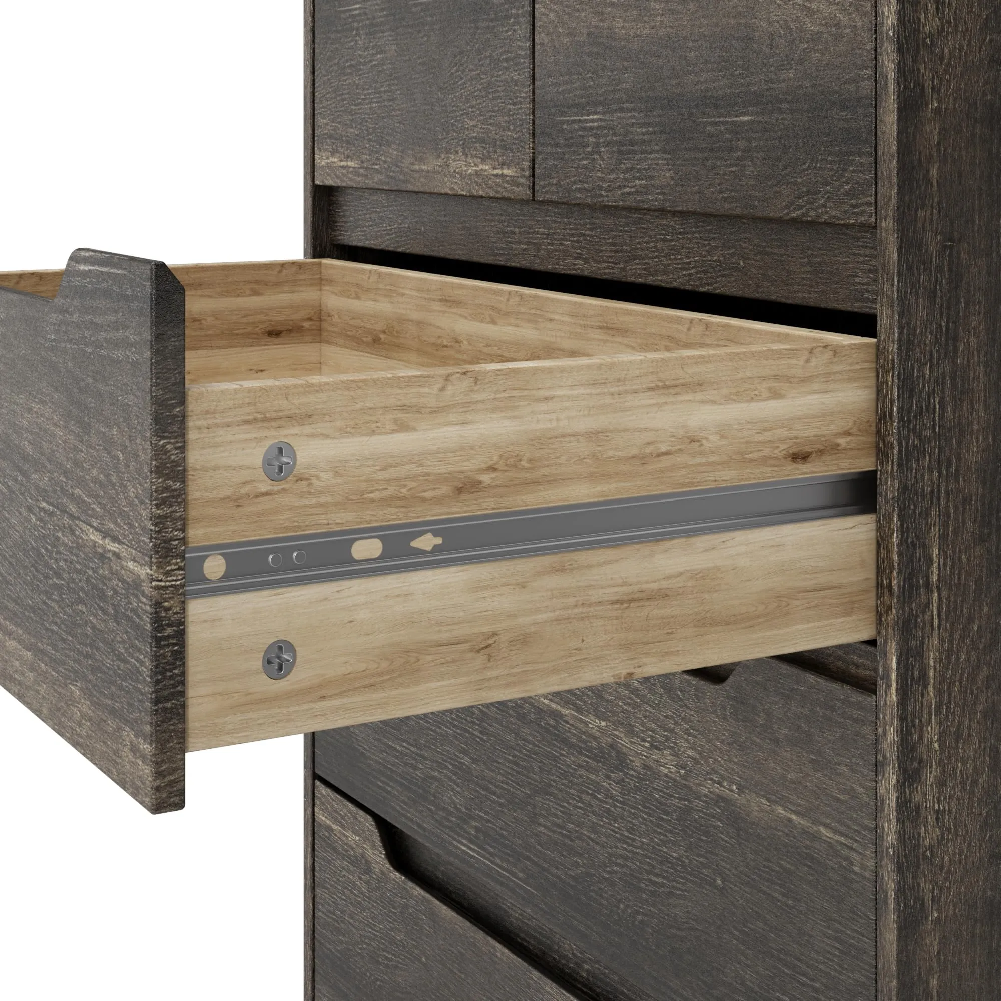 Blishom Cassettiera con 5 Cassetti, 94 x 72 x 41 cm, Marrone Scuro - immagine 4