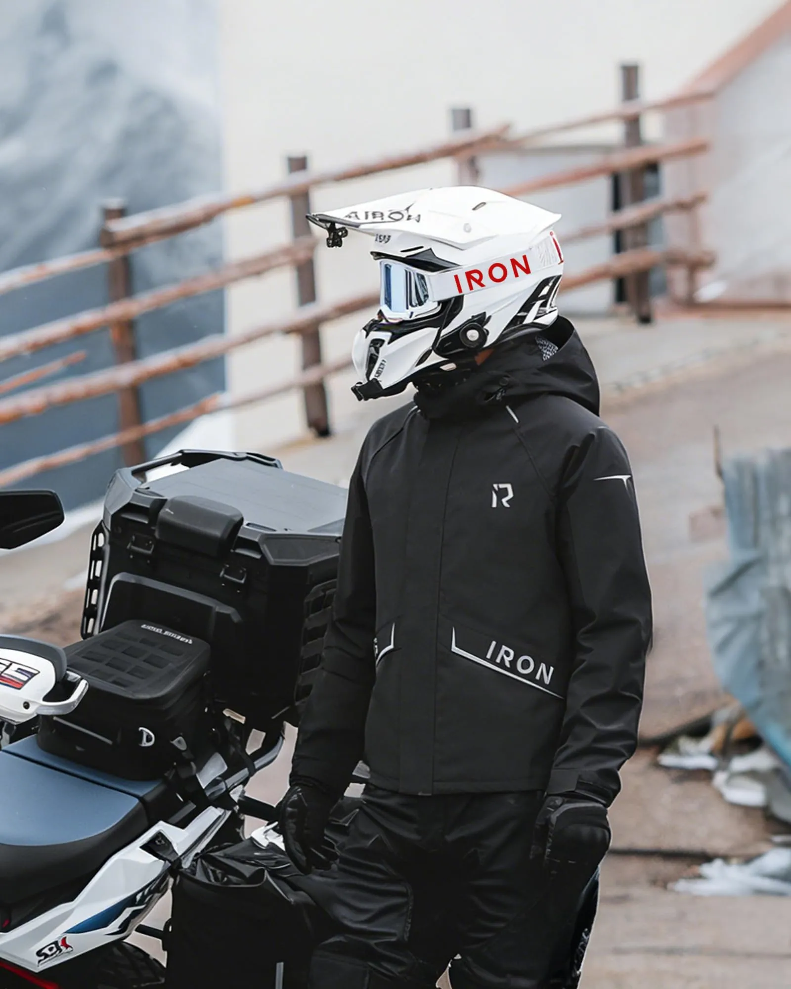 RIDEIRON Tuta Antipioggia da Moto da Uomo, 2 Pezzi, Impermeabile 15.000 mm, Nero, XXL - immagine 2