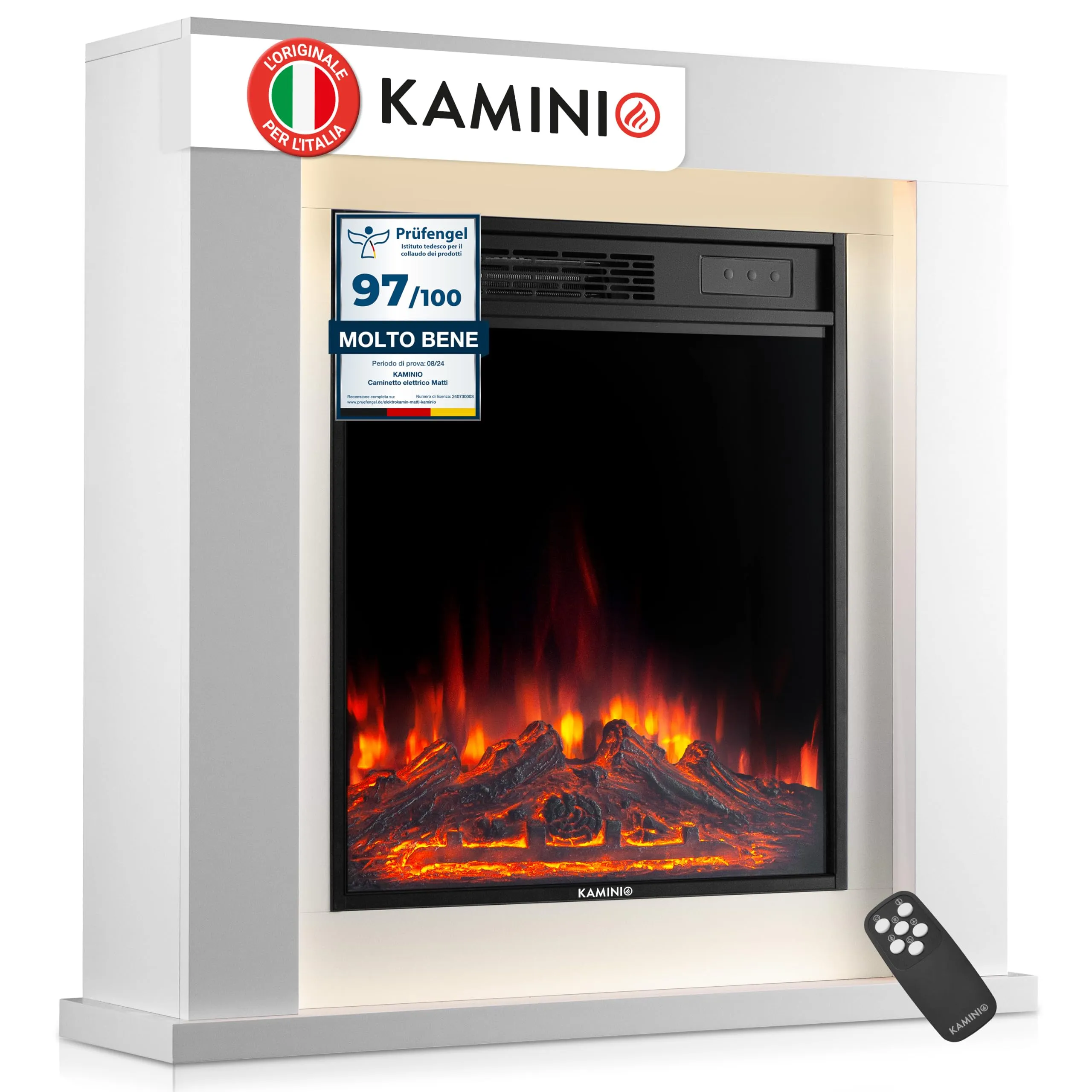 KAMINIO Matti Modern 32 Bianco Camino Elettrico da Appoggio - immagine 1