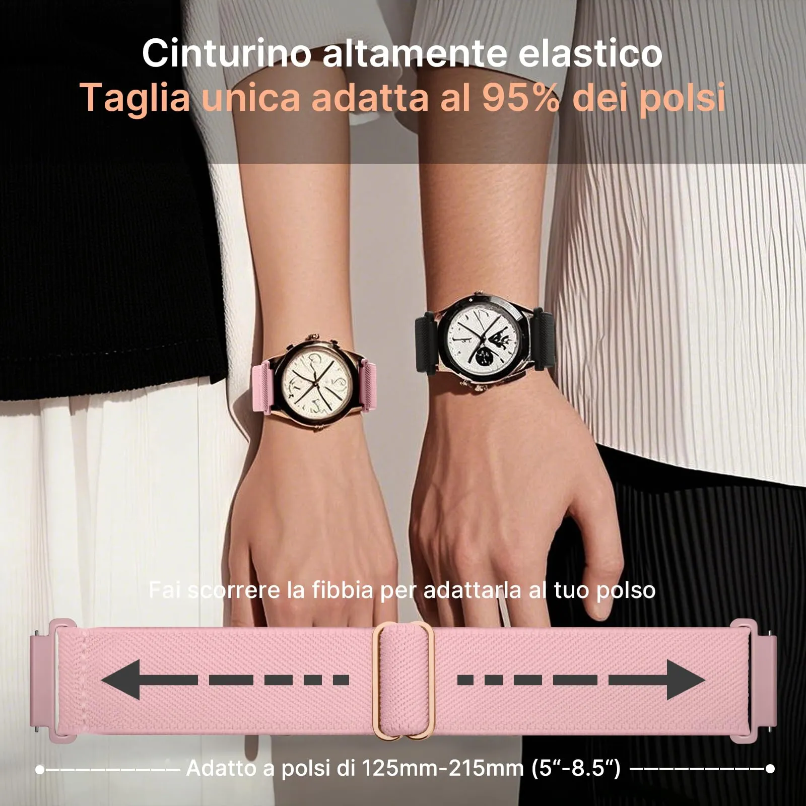Fullmosa 22mm Cinturino Orologio in Nylon Elastico a Sgancio Rapido, Set da 4 Colori - immagine 7