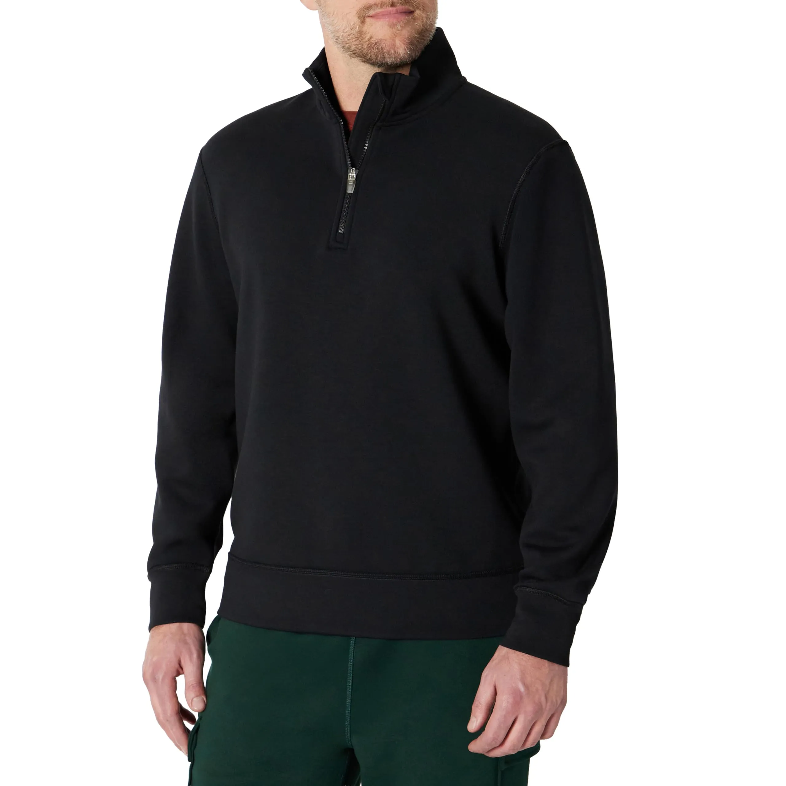 Amazon Essentials Felpa senza Cappuccio Stile Marinaio con Zip a 1/4 Uomo, Nero, S - immagine 1