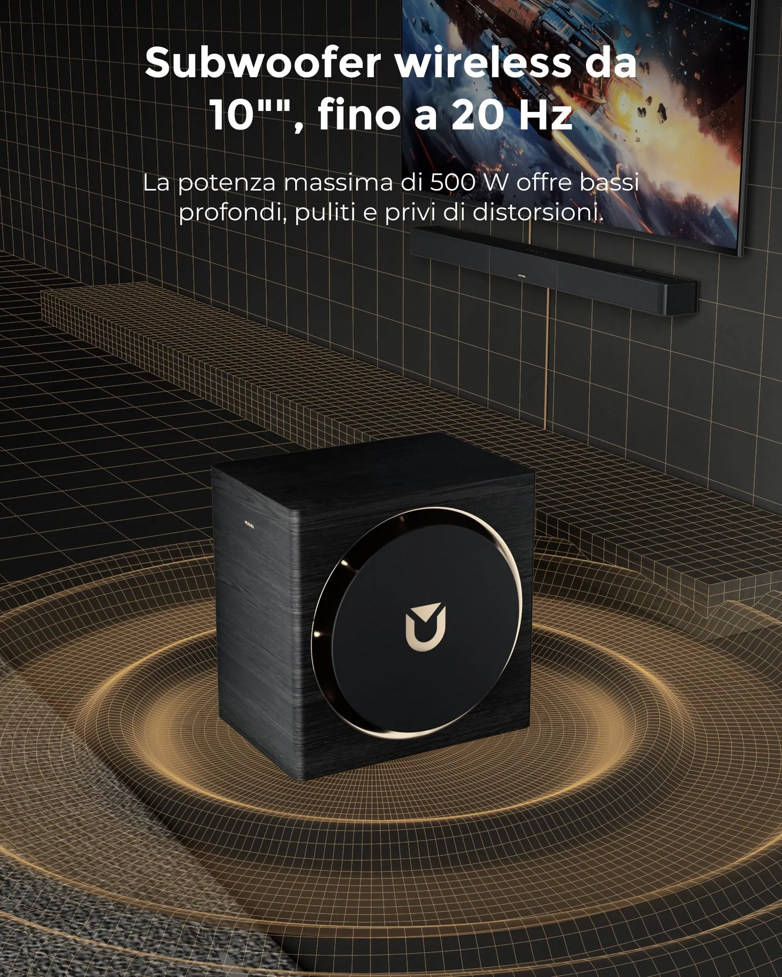ULTIMEA Skywave X70 Soundbar 7.1.4 Canali Dolby Atmos, 980W, Subwoofer Wireless 10", Amplificatore GaN, Pass-through HDR 4K - immagine 3