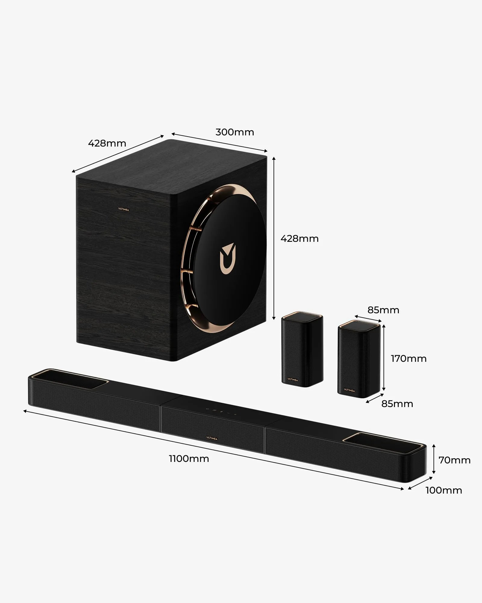 ULTIMEA Skywave X70 Soundbar 7.1.4 Canali Dolby Atmos, 980W, Subwoofer Wireless 10", Amplificatore GaN, Pass-through HDR 4K - immagine 9