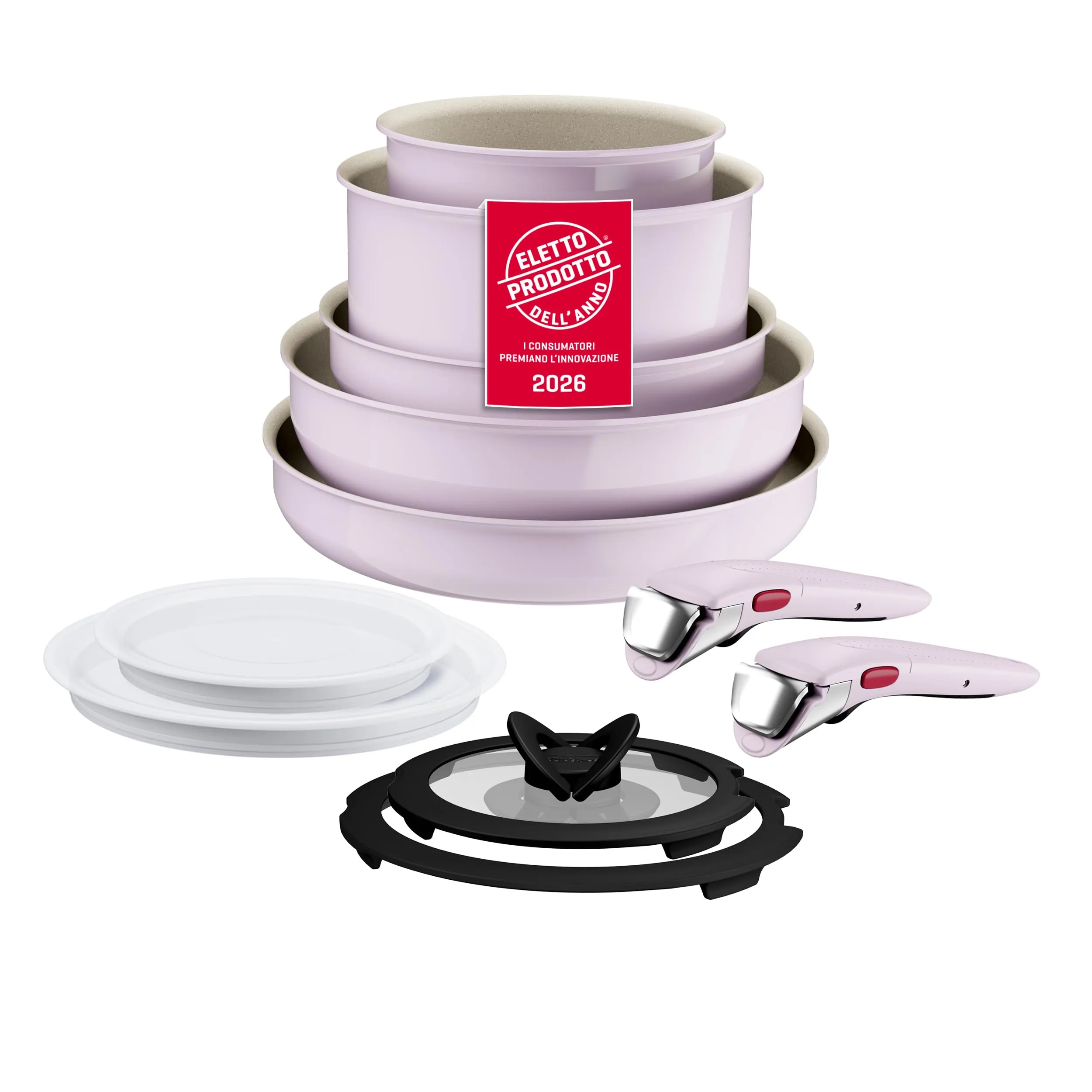 Lagostina Ingenio Pastel Set Padelle Antiaderenti 11 Pezzi, Rosa - immagine 1