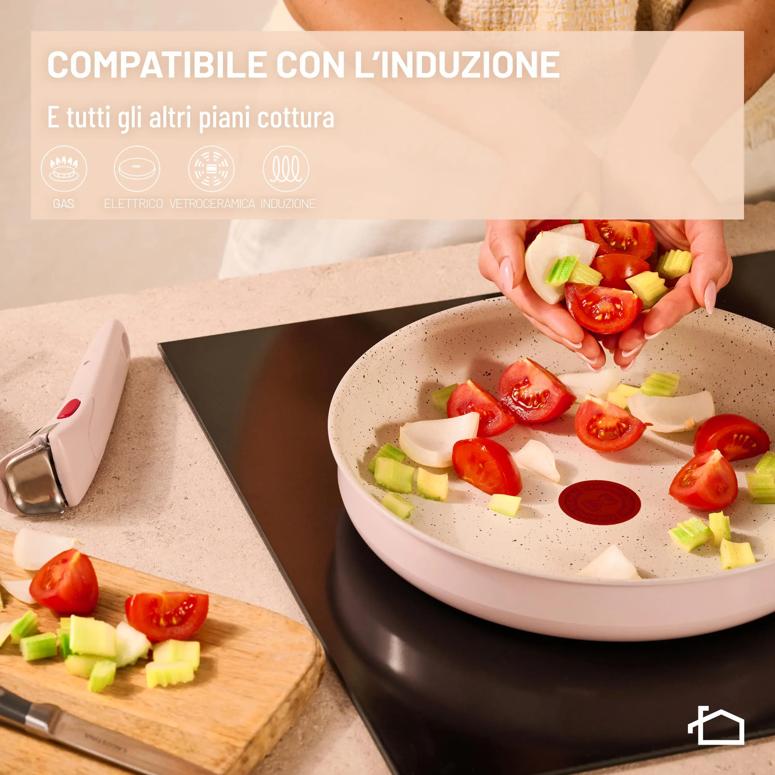 Lagostina Ingenio Pastel Set Padelle Antiaderenti 11 Pezzi, Rosa - immagine 8