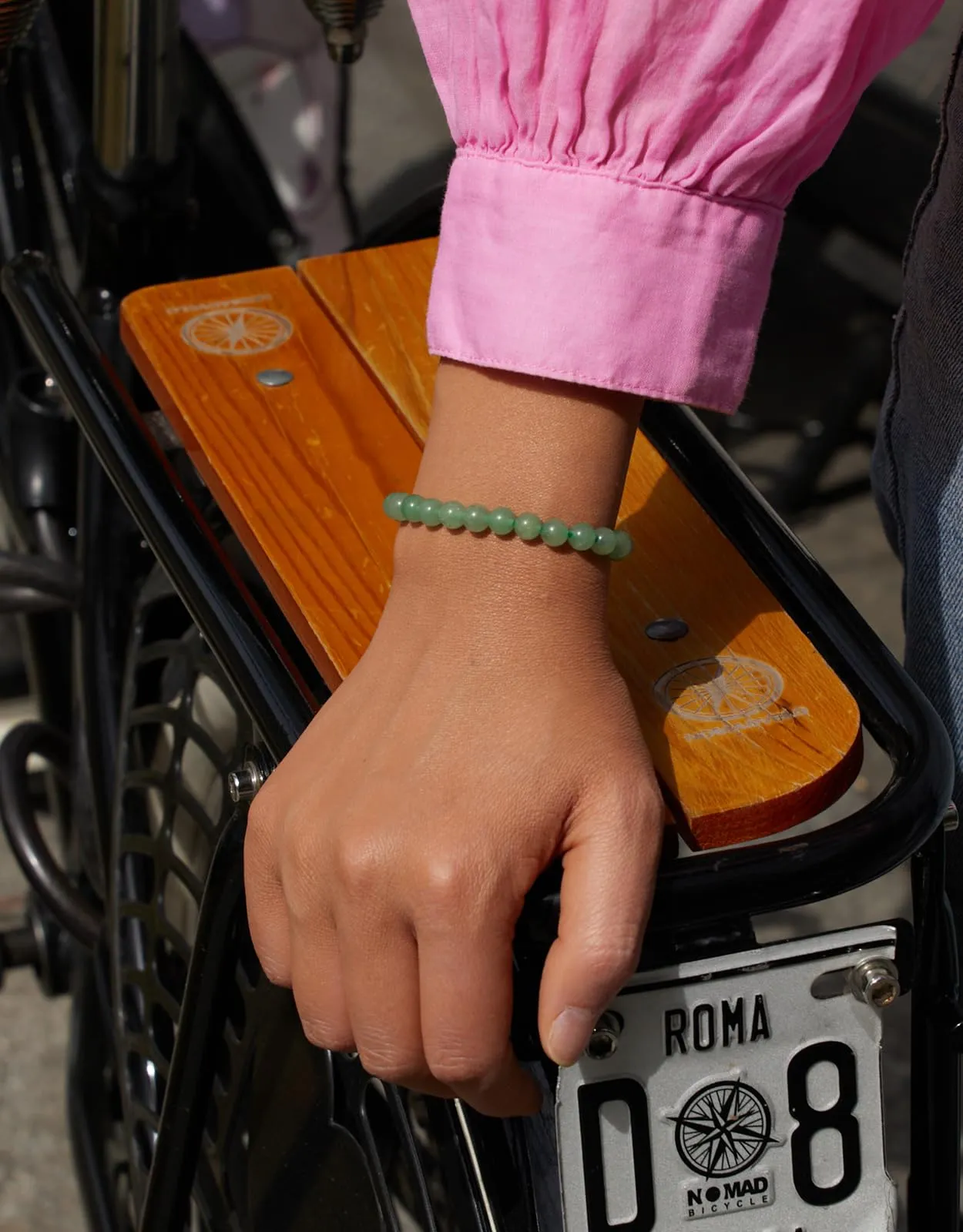 Landorilo Bracciale in Pietra Naturale Avventurina Verde, 6 mm, 19 cm - immagine 2