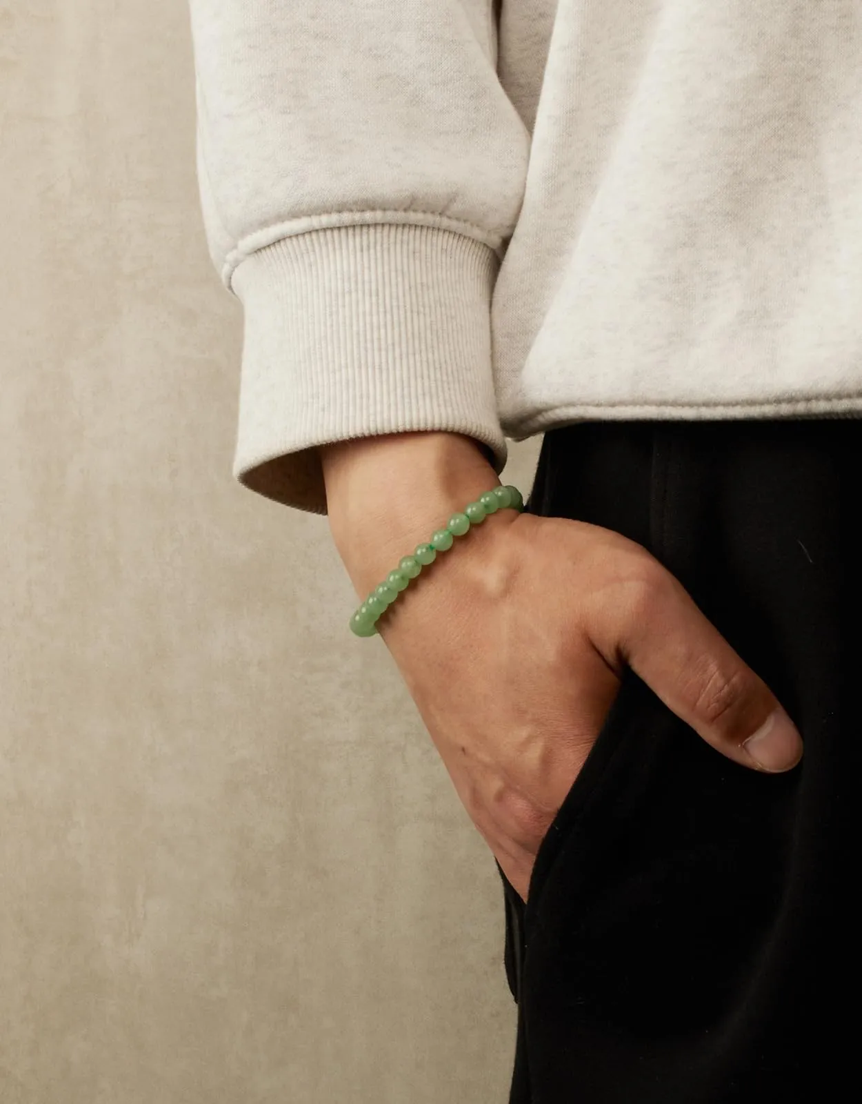 Landorilo Bracciale in Pietra Naturale Avventurina Verde, 6 mm, 19 cm - immagine 3