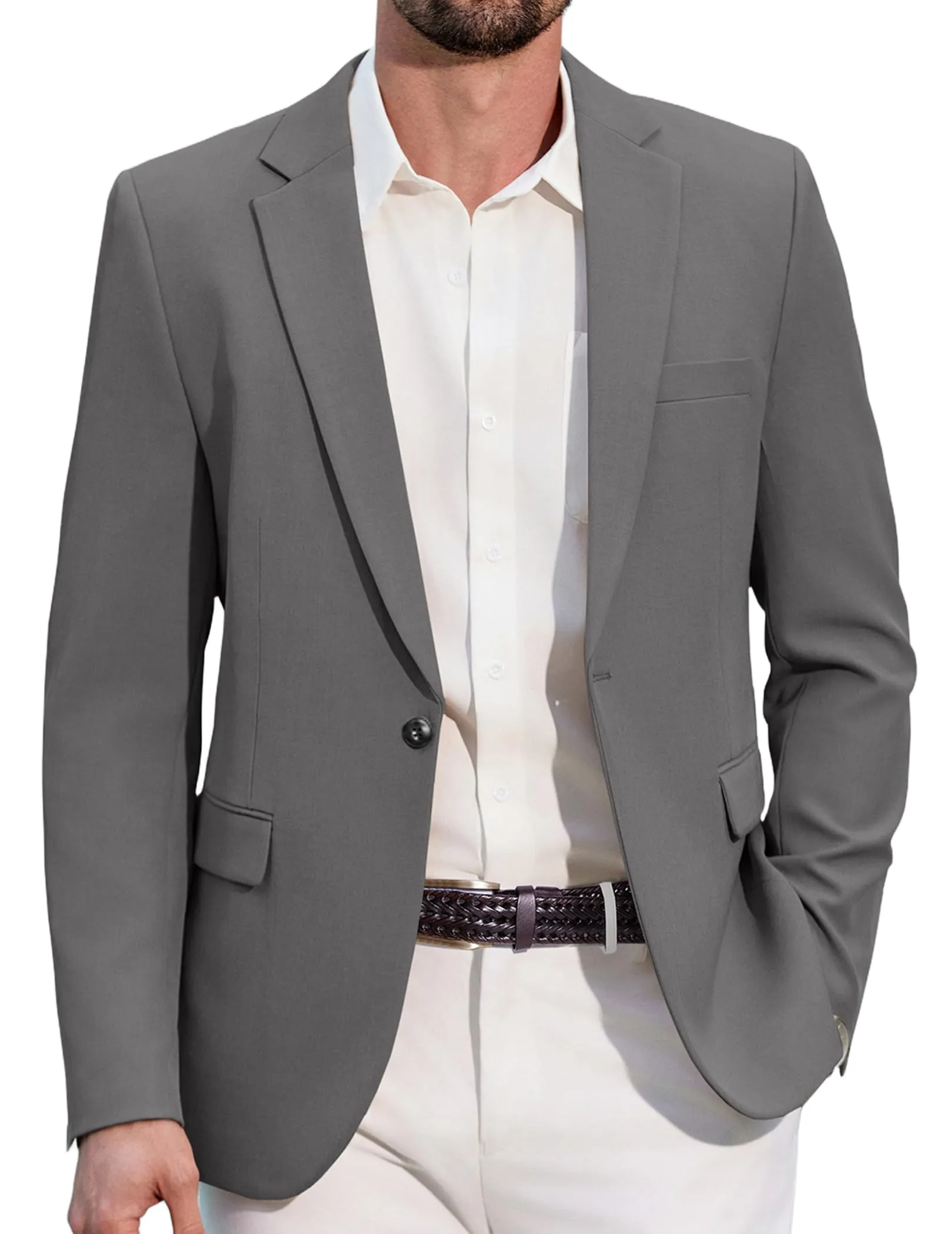 COOFANDY Giacca Blazer Sportiva Casual da Uomo, Grigio, L - immagine 1