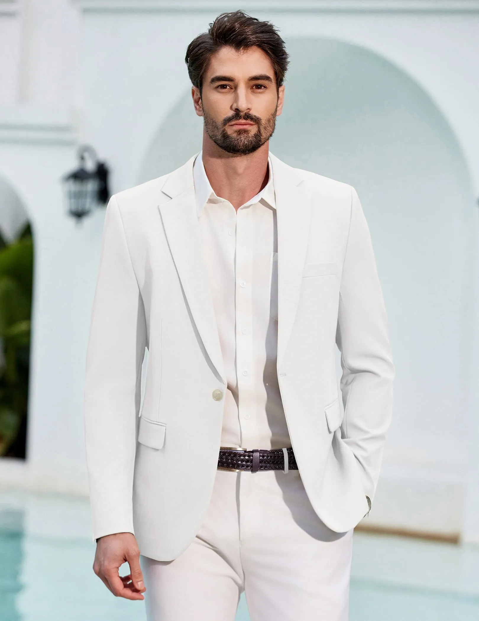 COOFANDY Giacca Blazer Sportiva Casual da Uomo, Bianco, XXL - immagine 2