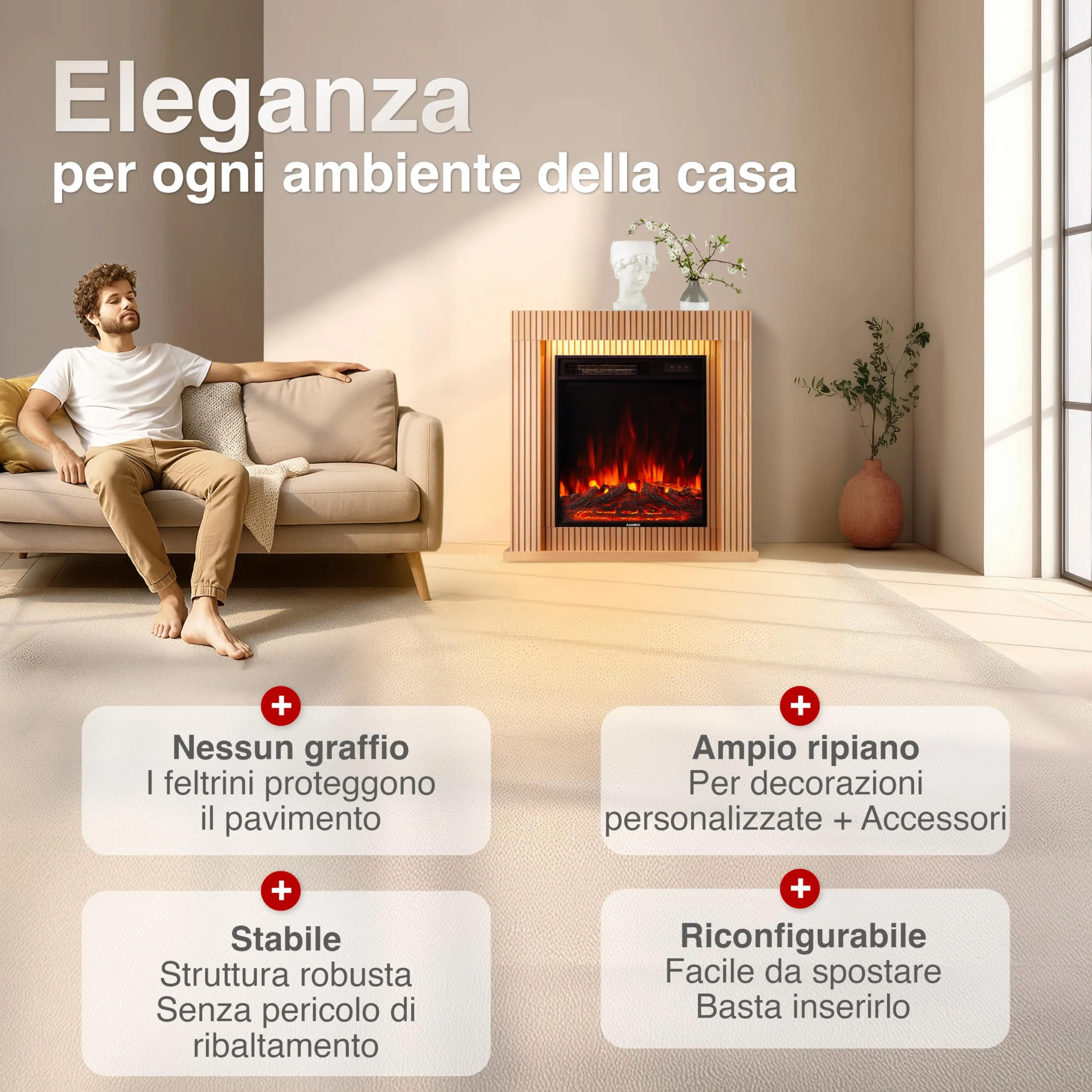 KAMINIO Matti Modern 32 Camino Elettrico da Appoggio - immagine 2