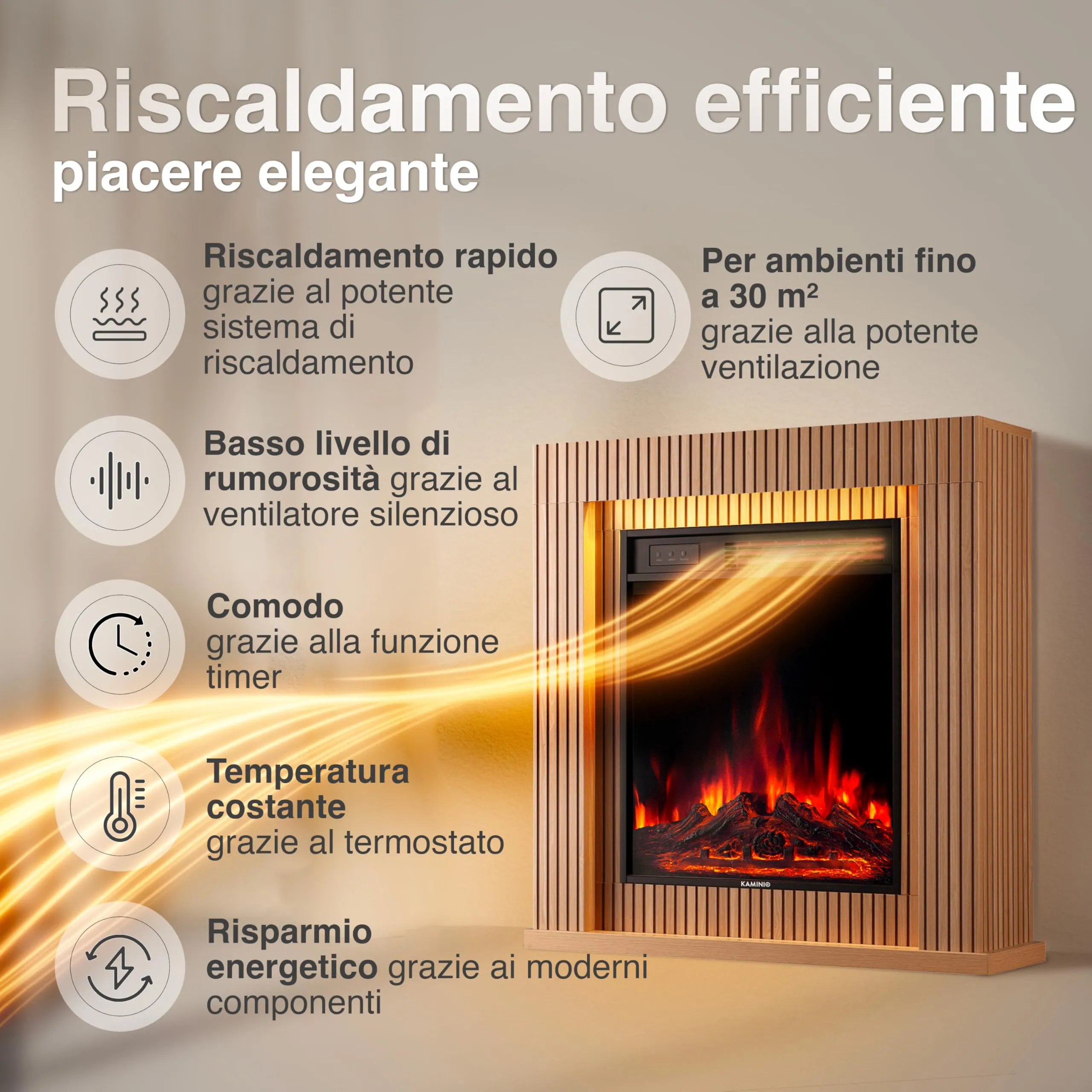 KAMINIO Matti Modern 32 Camino Elettrico da Appoggio - immagine 4