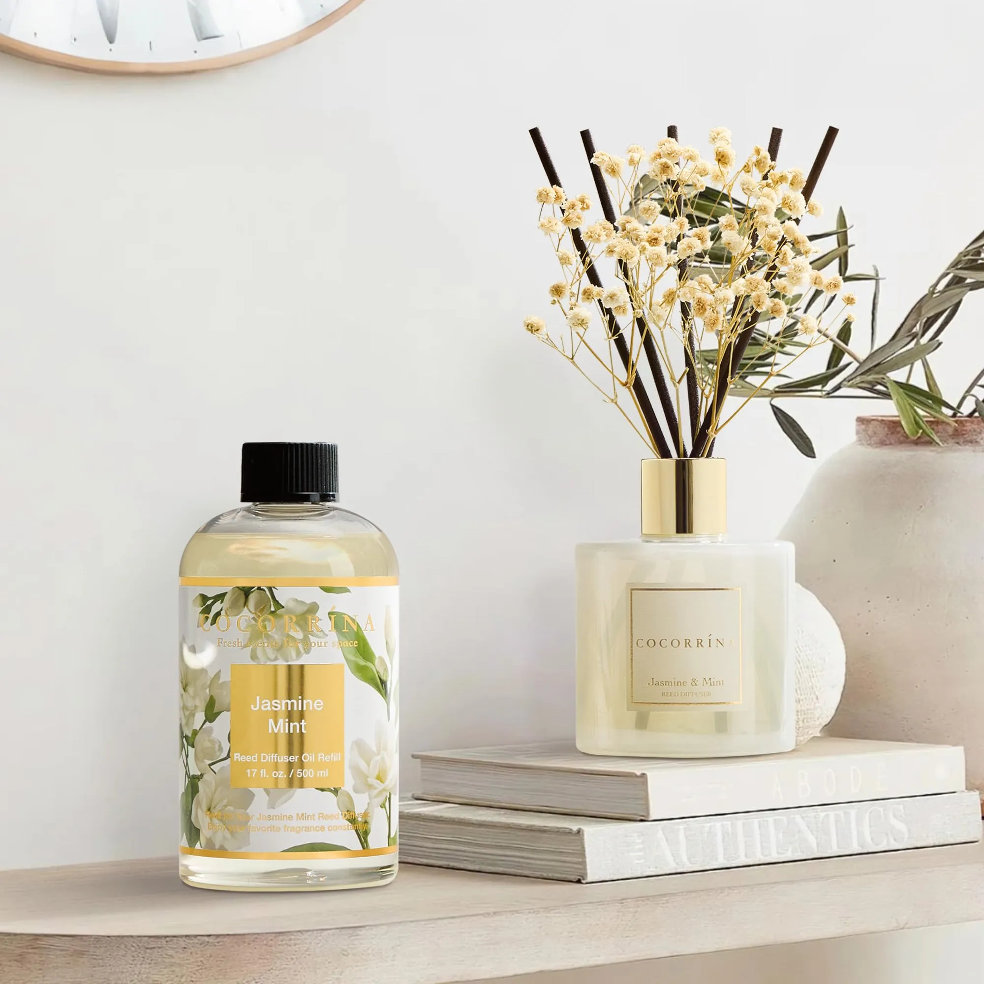 COCORRÍNA Ricarica Diffusore Ambiente Jasmine & Mint, 500ml con 8 Bastoncini - immagine 3
