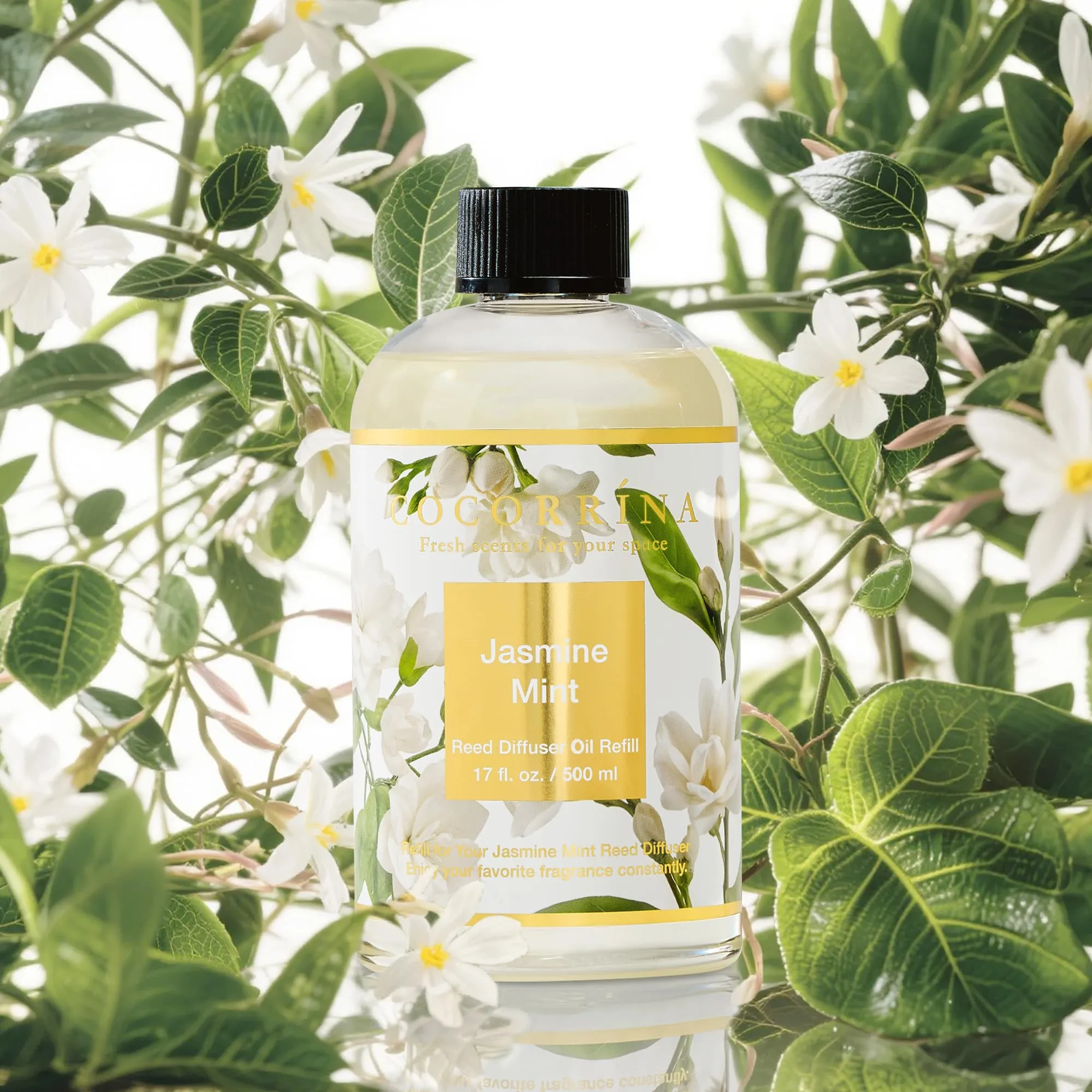 COCORRÍNA Ricarica Diffusore Ambiente Jasmine & Mint, 500ml con 8 Bastoncini - immagine 6