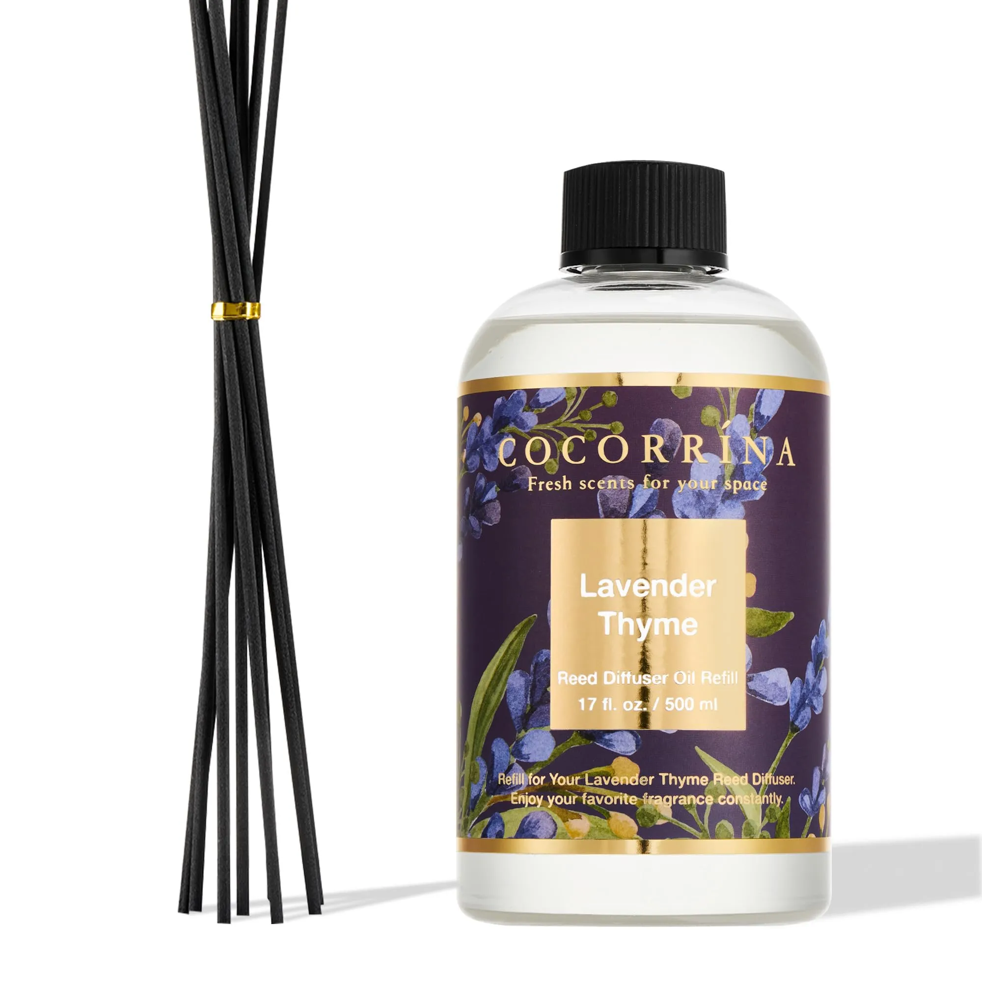 COCORRÍNA Ricarica Diffusore Ambiente Lavender Thyme, 500ml con 8 Bastoncini - immagine 1