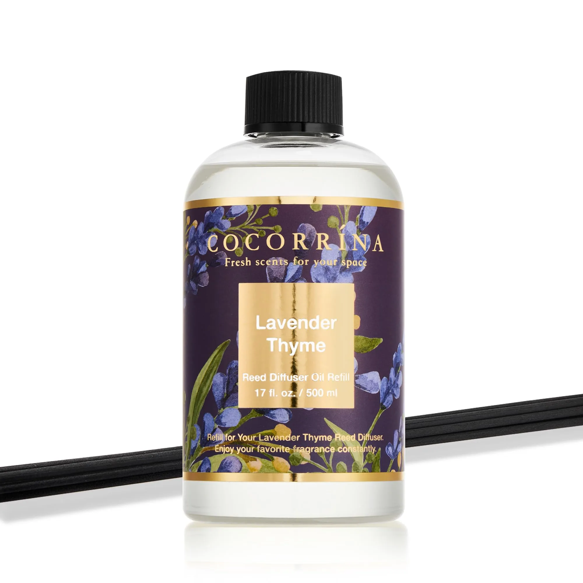 COCORRÍNA Ricarica Diffusore Ambiente Lavender Thyme, 500ml con 8 Bastoncini - immagine 2