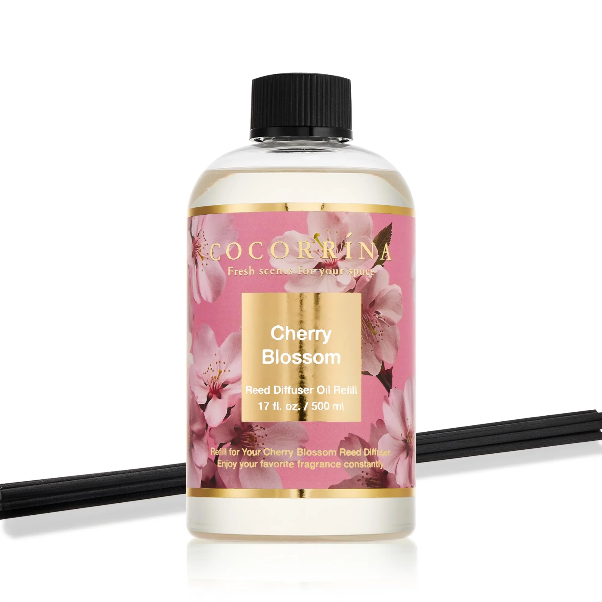 COCORRÍNA Ricarica Diffusore Ambiente, Cherry Blossom, 500ml con 8 Bastoncini - immagine 2