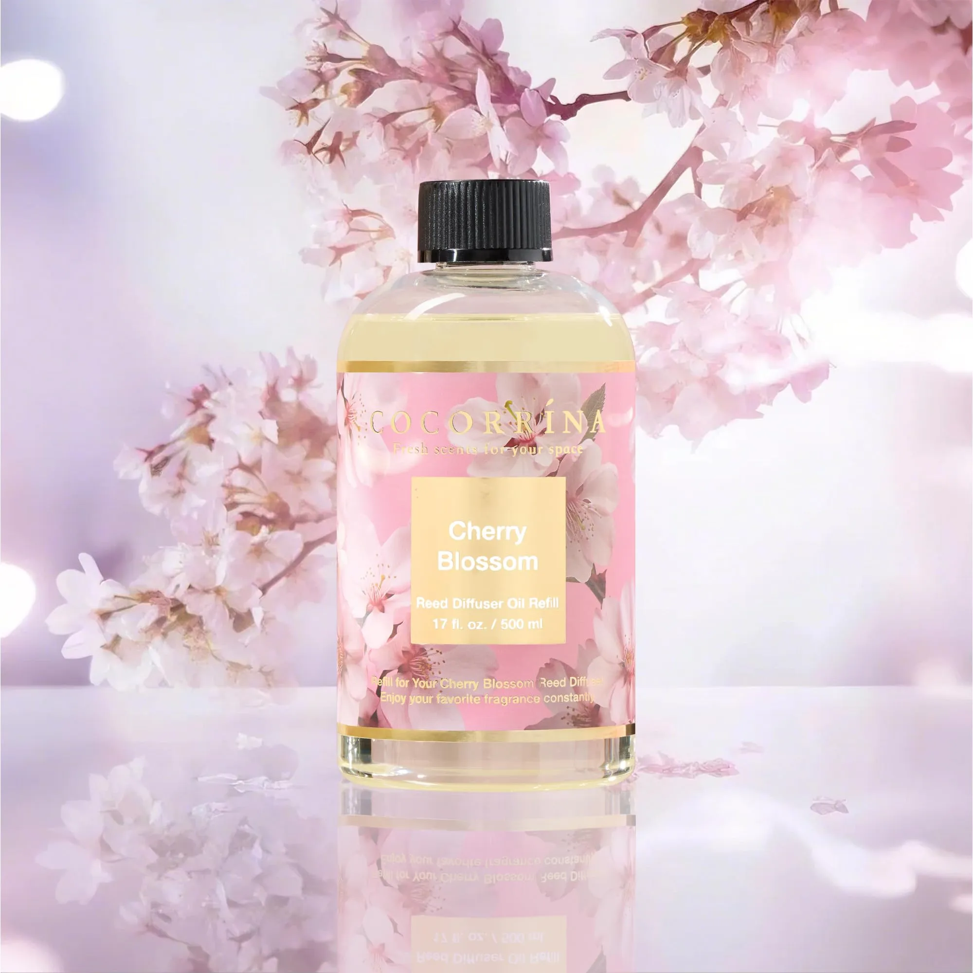 COCORRÍNA Ricarica Diffusore Ambiente, Cherry Blossom, 500ml con 8 Bastoncini - immagine 4