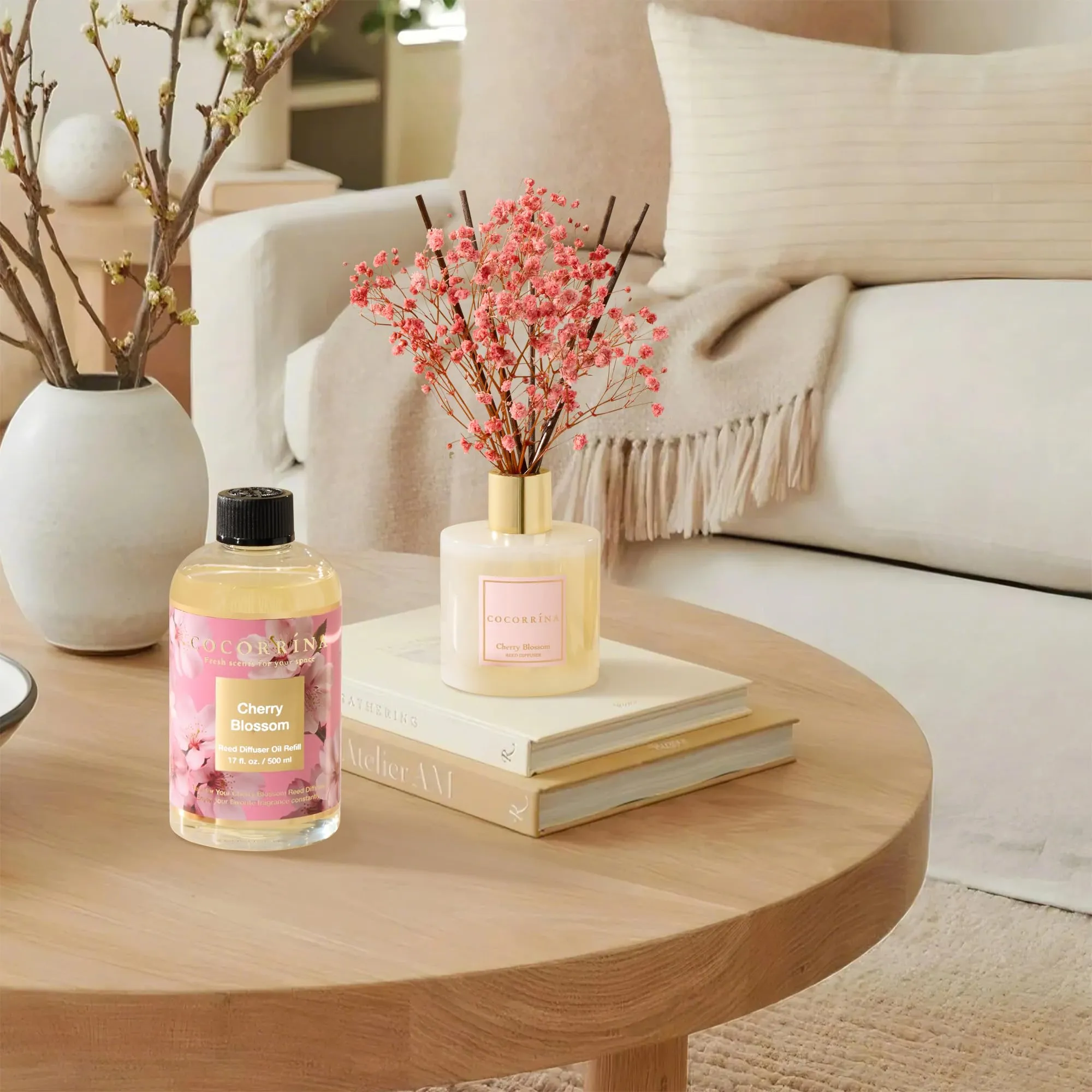 COCORRÍNA Ricarica Diffusore Ambiente, Cherry Blossom, 500ml con 8 Bastoncini - immagine 6