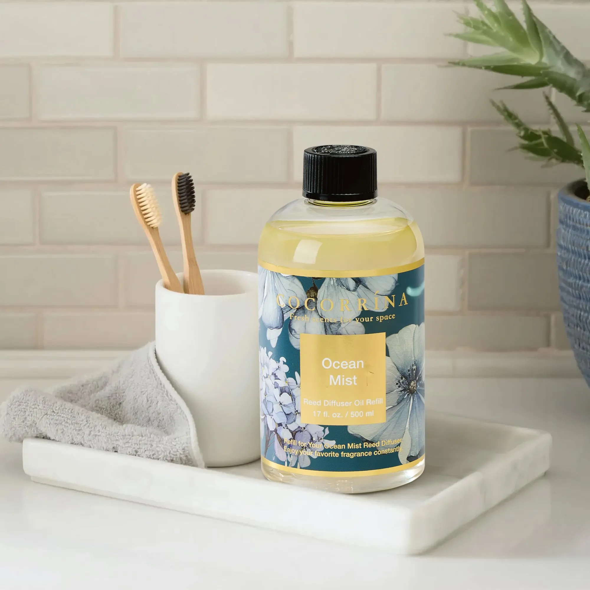 COCORRÍNA Ricarica Diffusore Ambiente Ocean Mist, 500ml con 8 Bastoncini - immagine 4