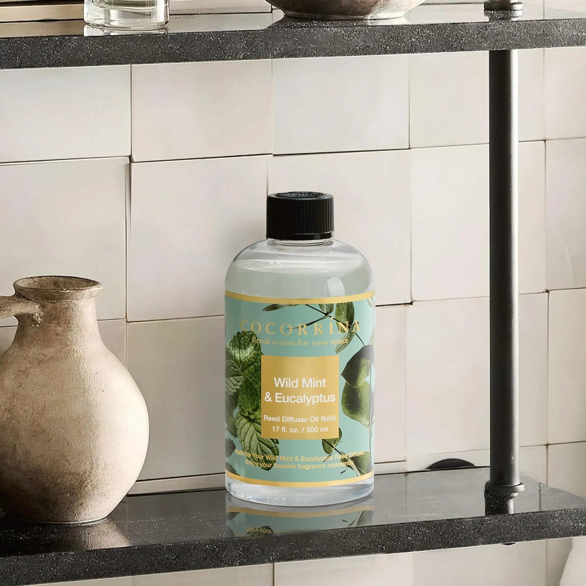 COCORRÍNA Ricarica Diffusore Ambiente, Wild Mint & Eucalyptus, 500ml con 8 Bastoncini - immagine 4