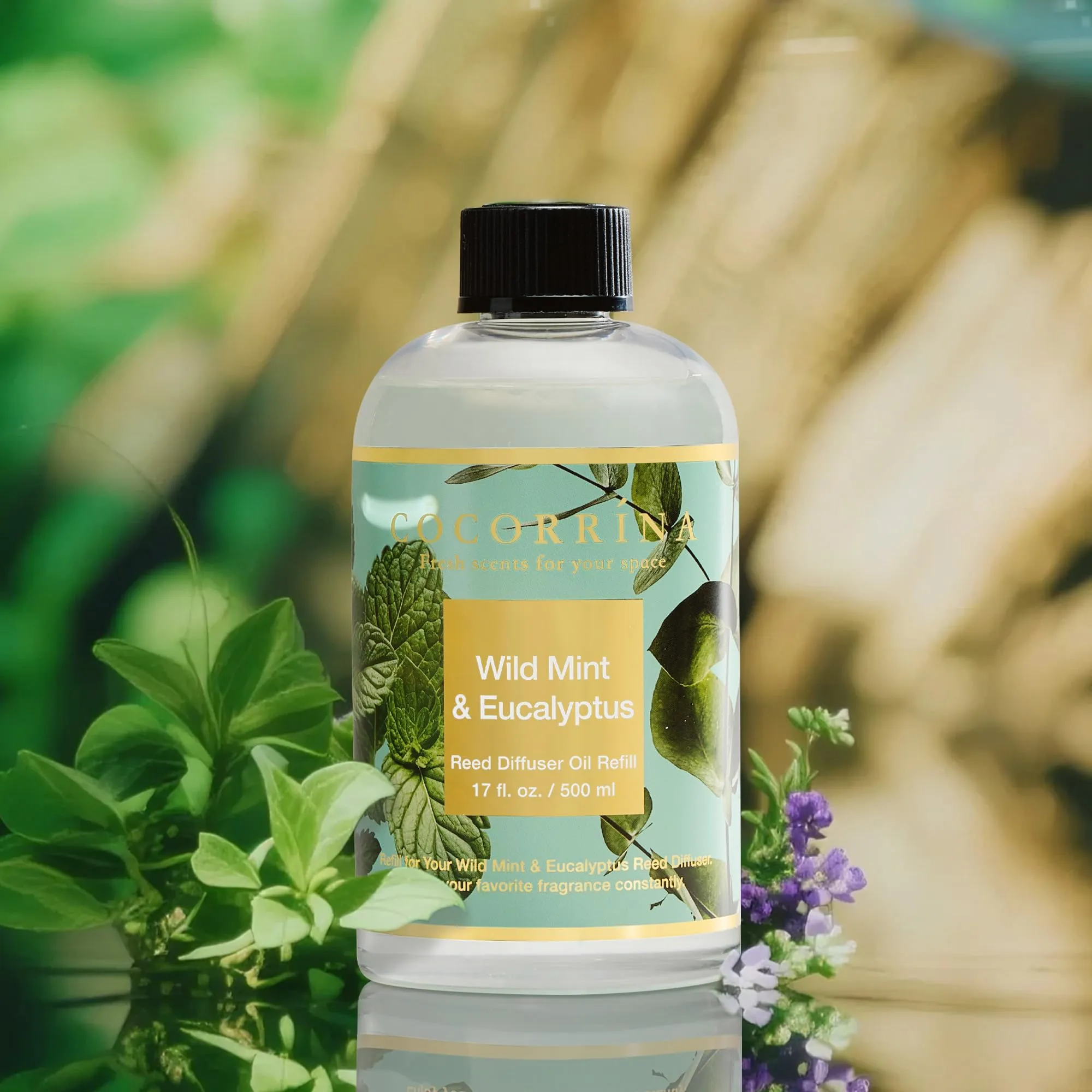 COCORRÍNA Ricarica Diffusore Ambiente, Wild Mint & Eucalyptus, 500ml con 8 Bastoncini - immagine 6
