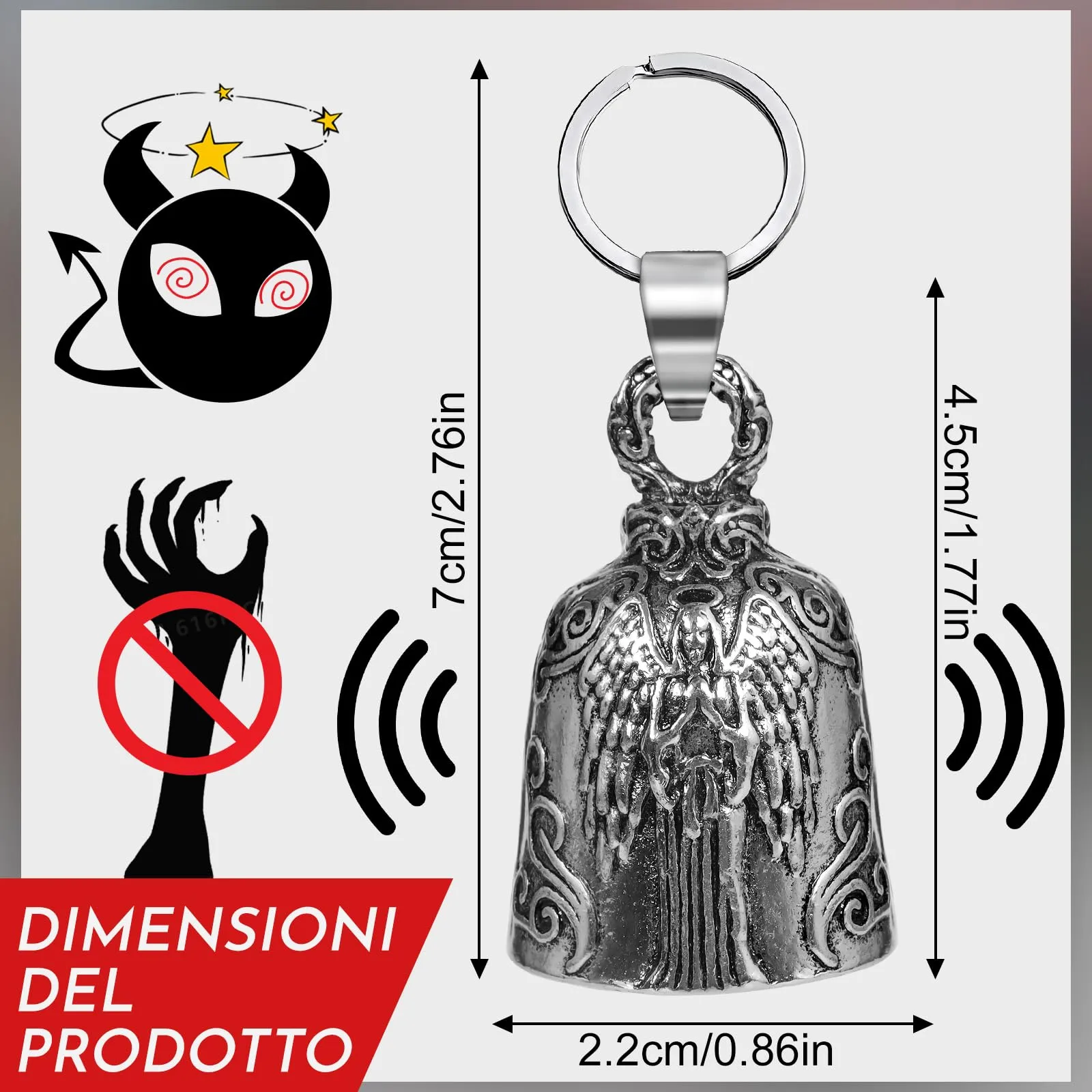 KufaerBeam Guardian Bell Campanella Portafortuna per Moto, Biciclette e Auto - immagine 2
