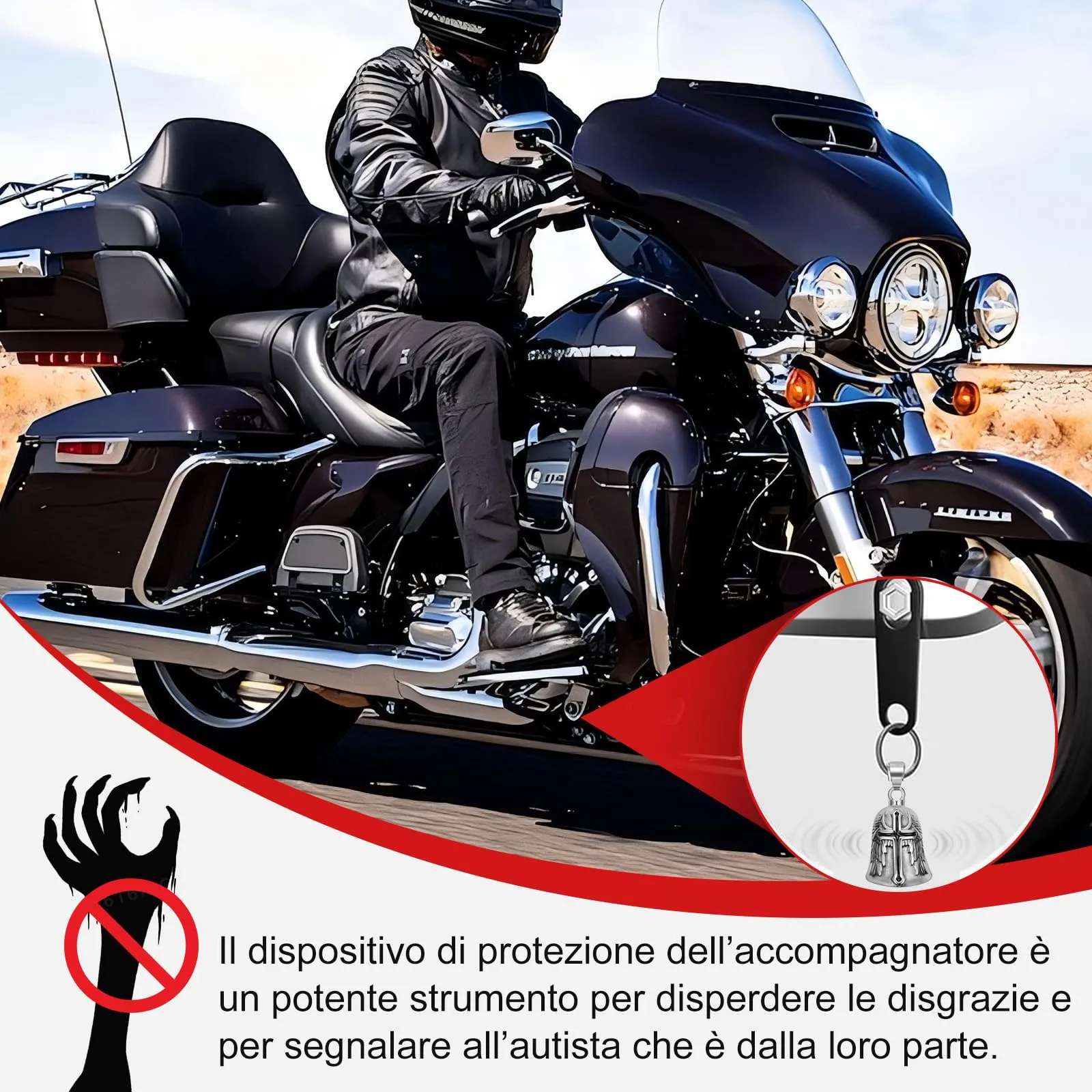 KufaerBeam Guardian Bell Campanella Portafortuna per Moto, Biciclette e Auto - immagine 3