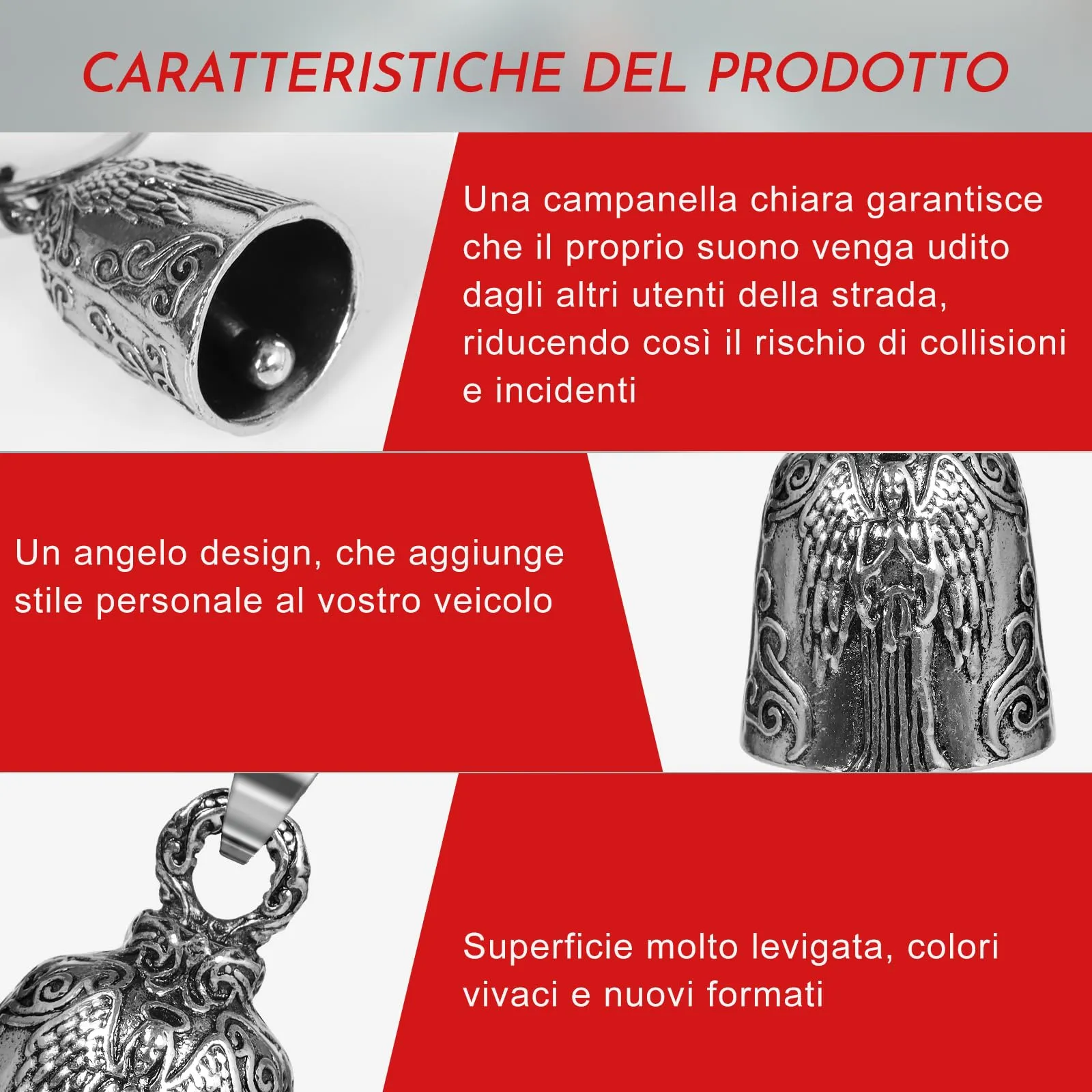 KufaerBeam Guardian Bell Campanella Portafortuna per Moto, Biciclette e Auto - immagine 5