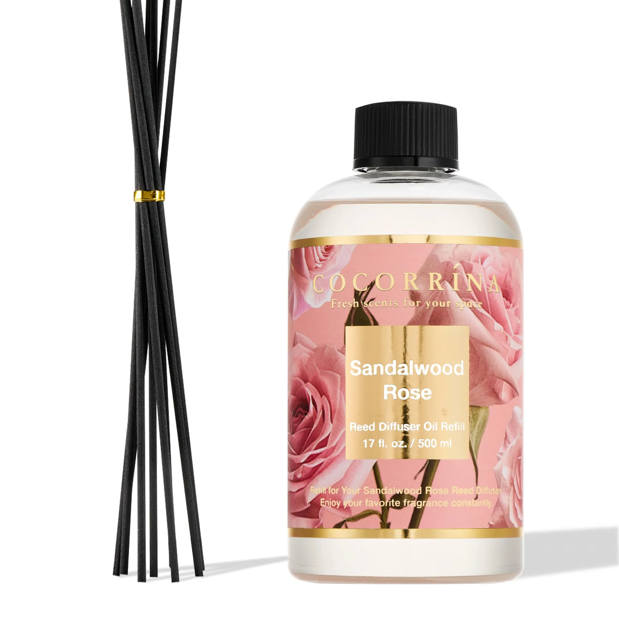 COCORRÍNA Ricarica Diffusore Ambiente Sandalwood Rose 500ml con 8 Bastoncini - immagine 1