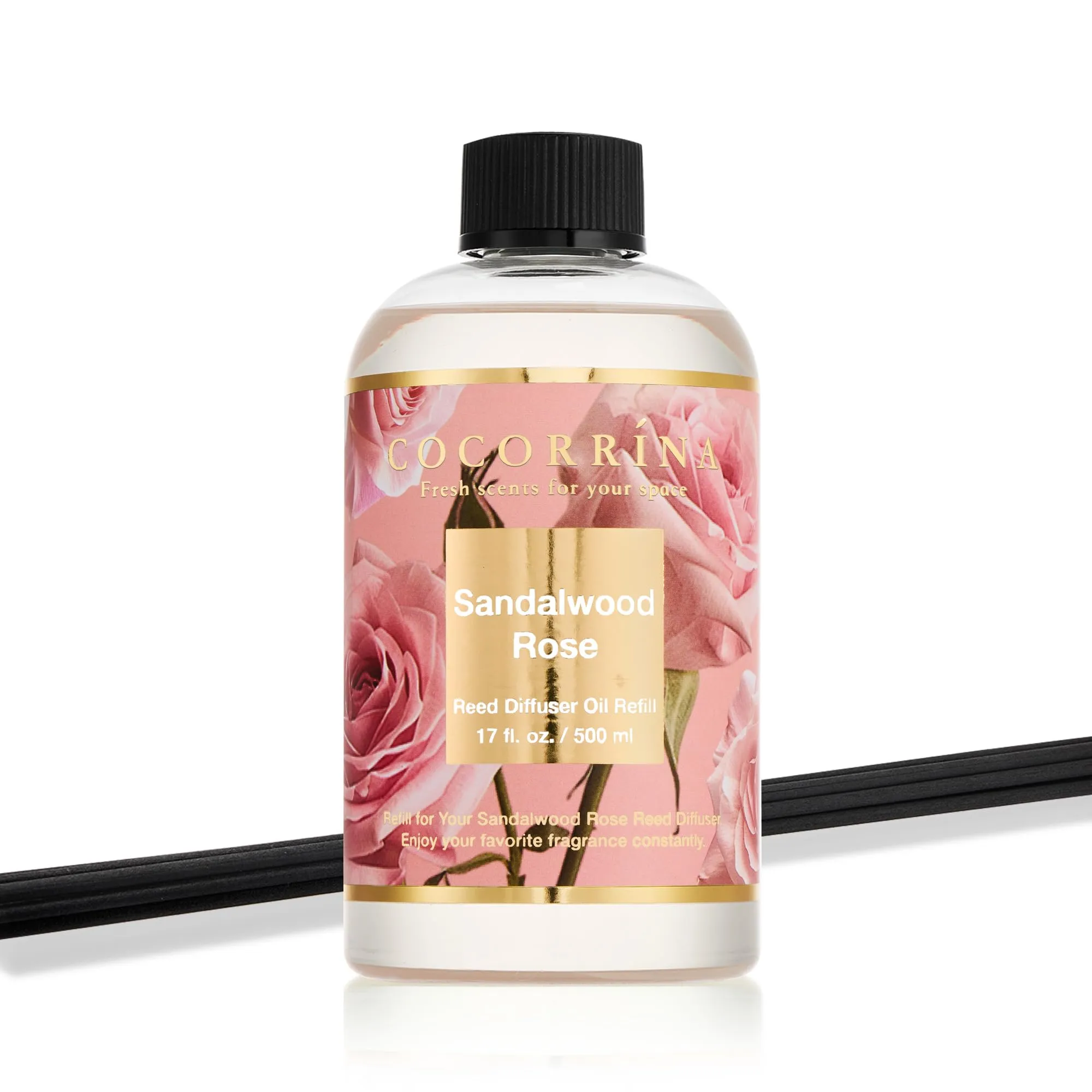 COCORRÍNA Ricarica Diffusore Ambiente Sandalwood Rose 500ml con 8 Bastoncini - immagine 2