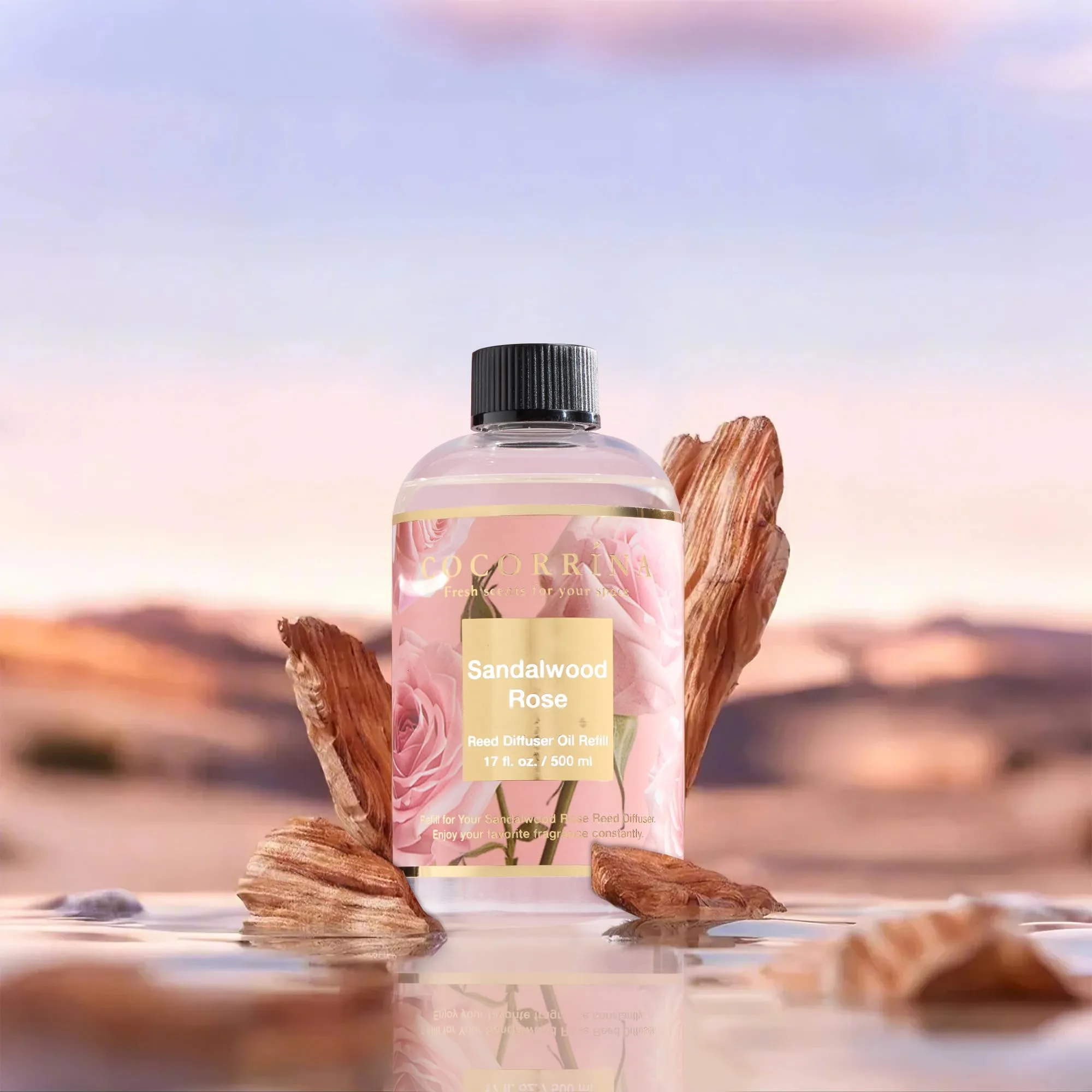COCORRÍNA Ricarica Diffusore Ambiente Sandalwood Rose 500ml con 8 Bastoncini - immagine 4
