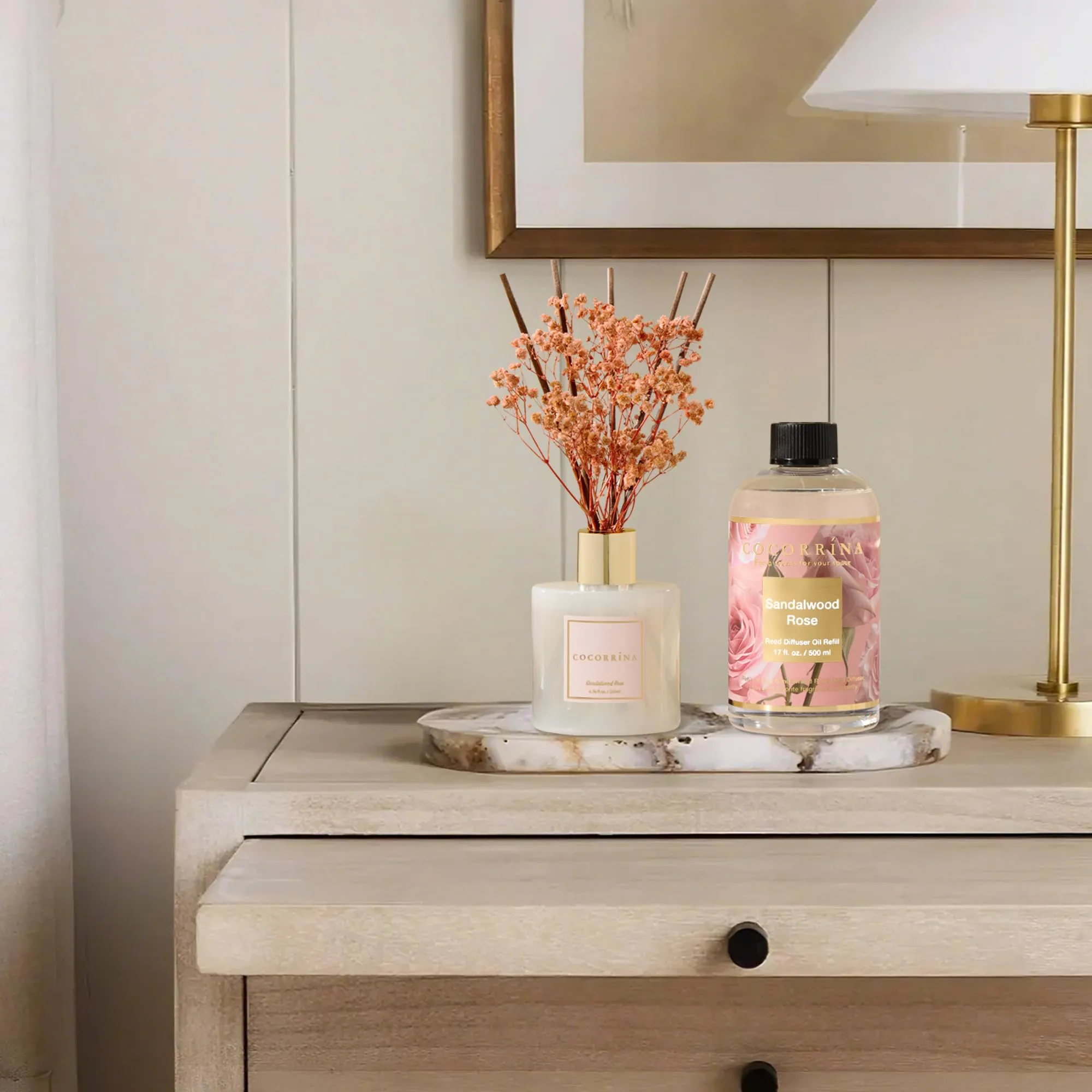COCORRÍNA Ricarica Diffusore Ambiente Sandalwood Rose 500ml con 8 Bastoncini - immagine 6