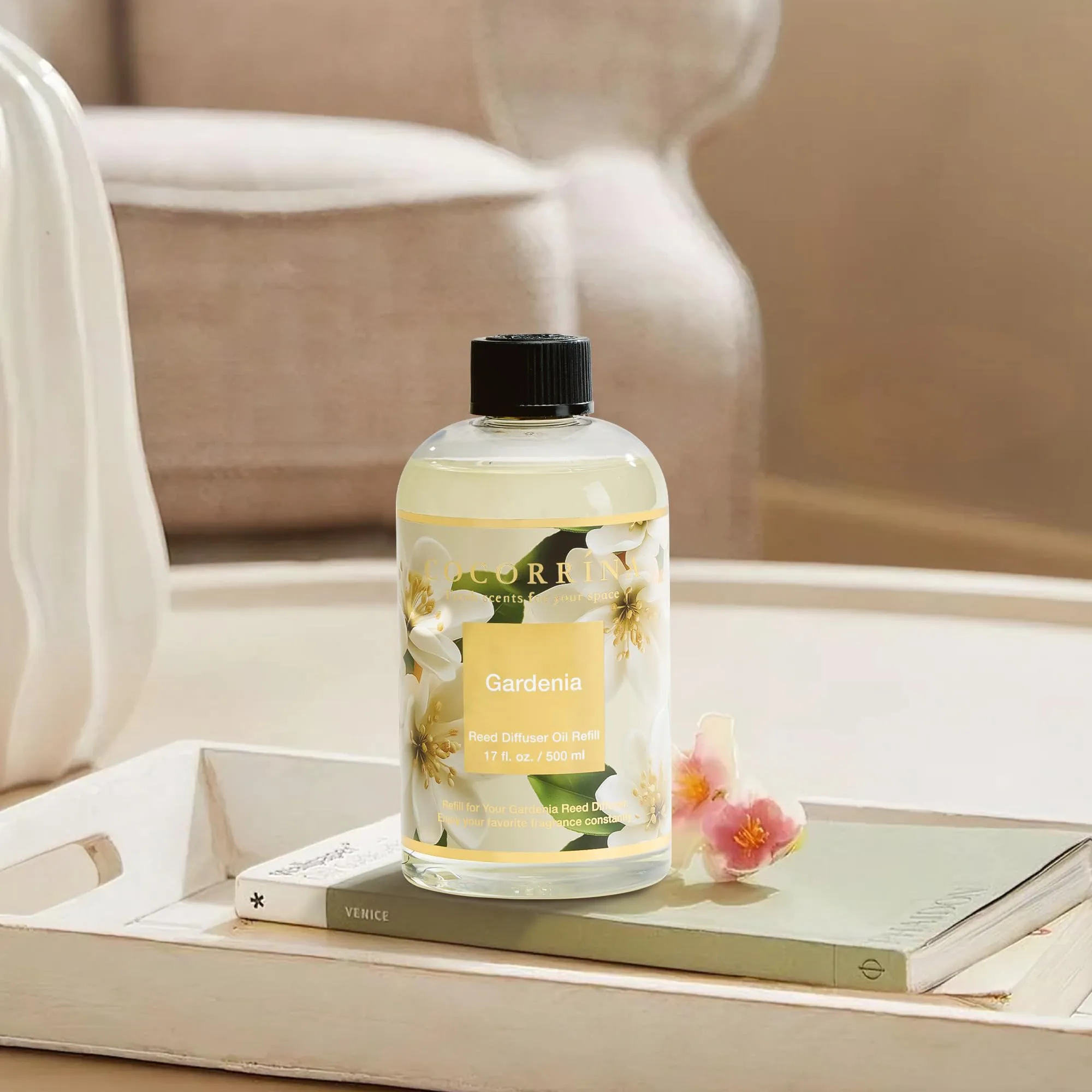 COCORRÍNA Ricarica Diffusore Ambiente Gardenia, 500ml con 8 Bastoncini - immagine 5