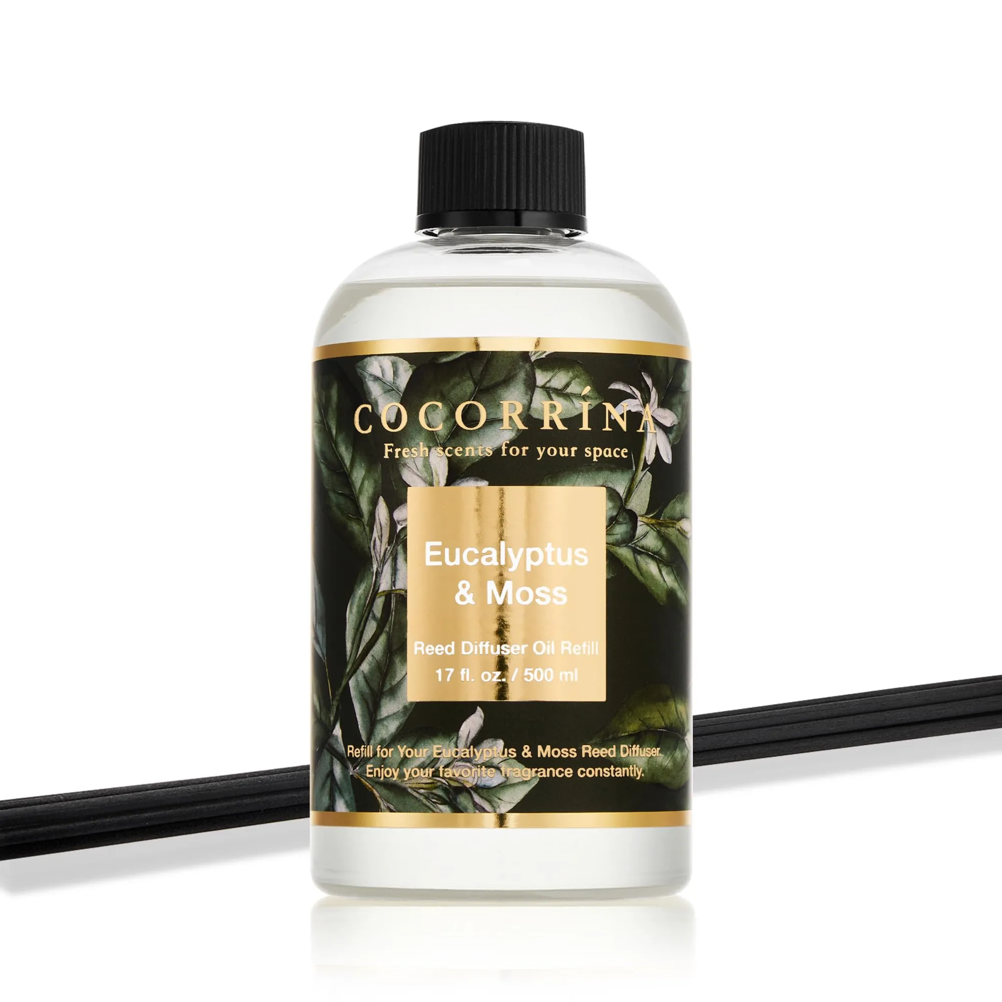 COCORRÍNA Ricarica Diffusore Ambiente Eucalyptus & Moss, 500ml con 8 Bastoncini - immagine 2