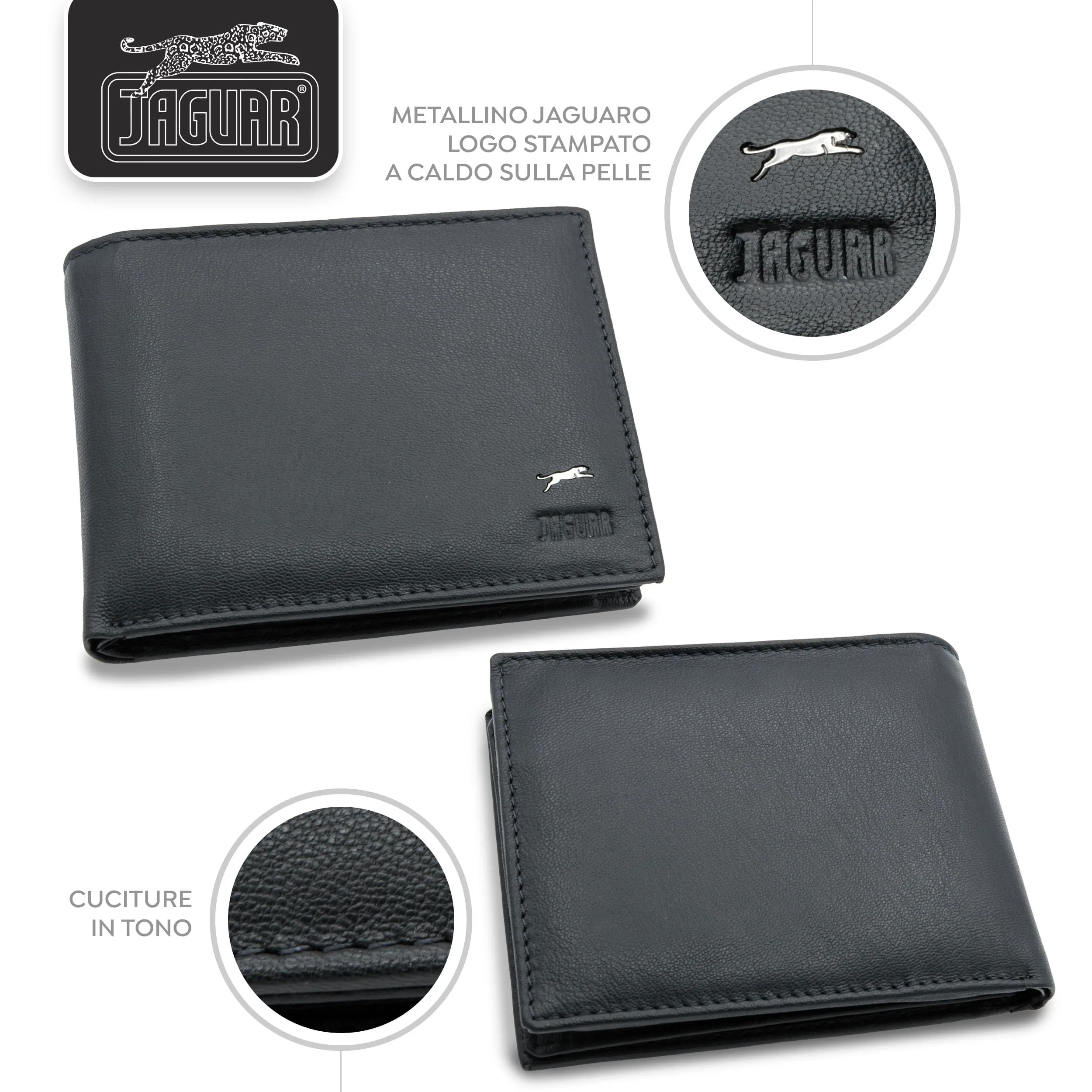 Jaguar Portafoglio Uomo in Pelle Vera Nero - immagine 6