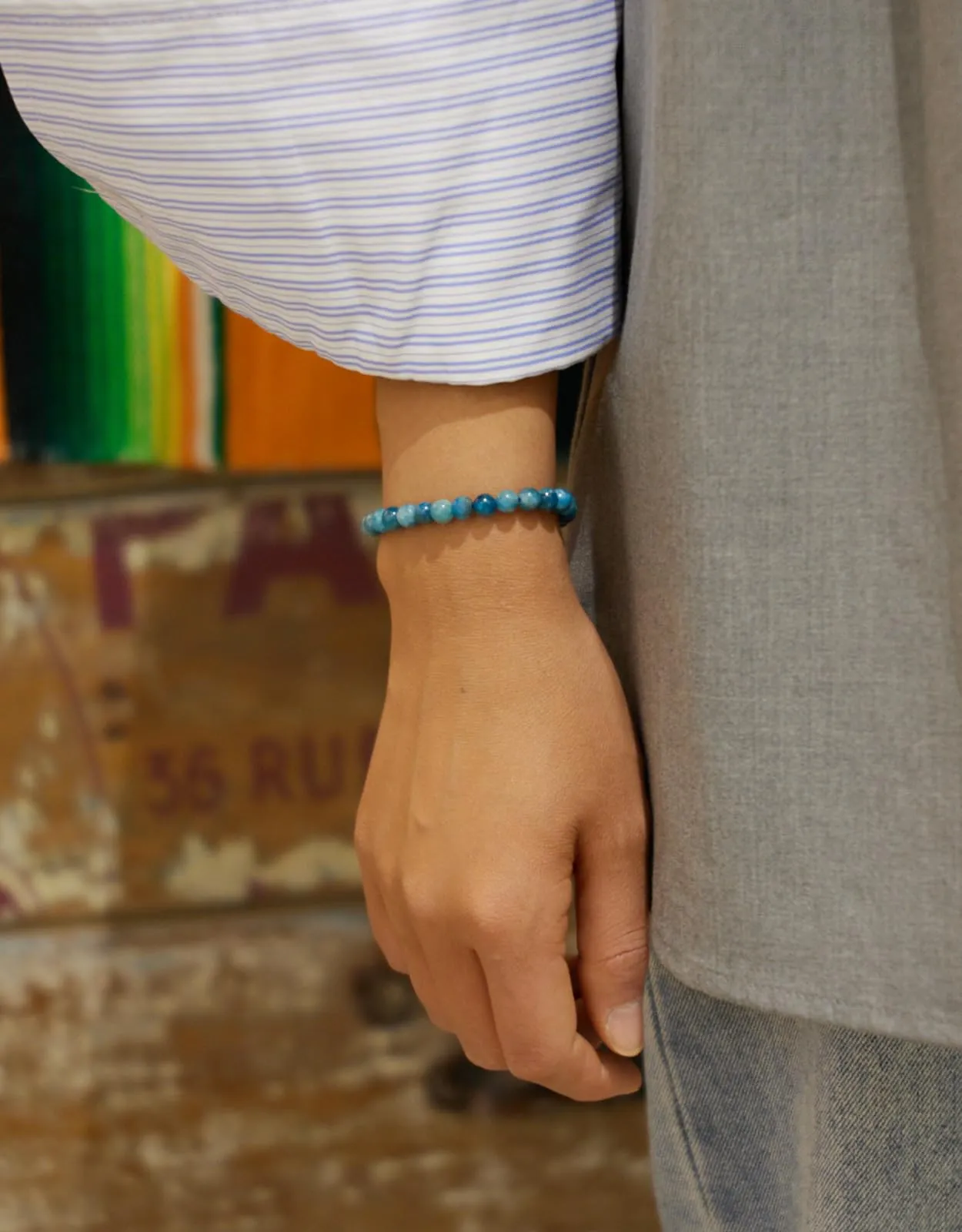 Landorilo Bracciale in Pietra Naturale Apatite, 6 mm - immagine 2