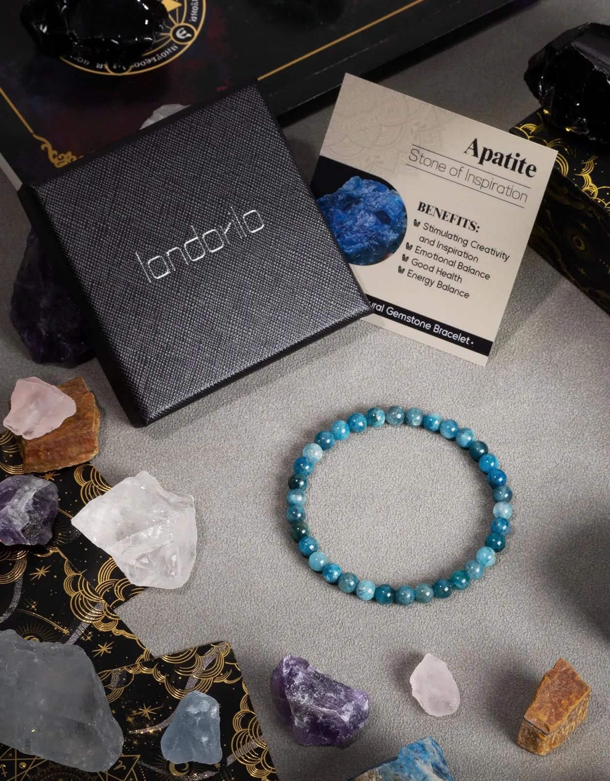 Landorilo Bracciale in Pietra Naturale Apatite, 6 mm - immagine 4