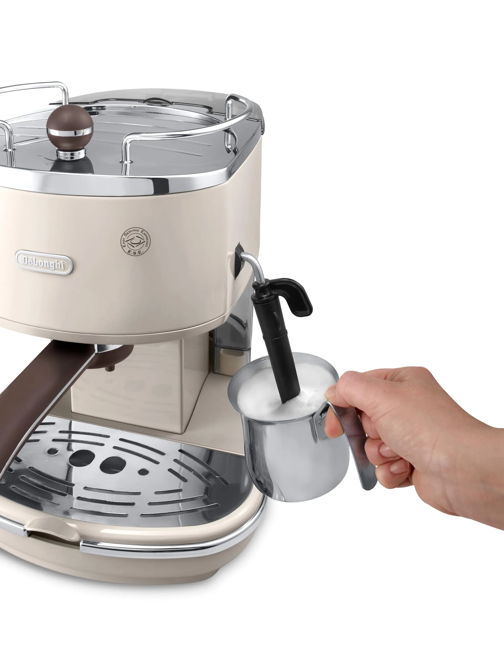 De'Longhi Icona Vintage ECOV311.BG Macchina da Caffè Espresso e Cappuccino, Caffè in Polvere e Cialde E.S.E., Beige - immagine 4