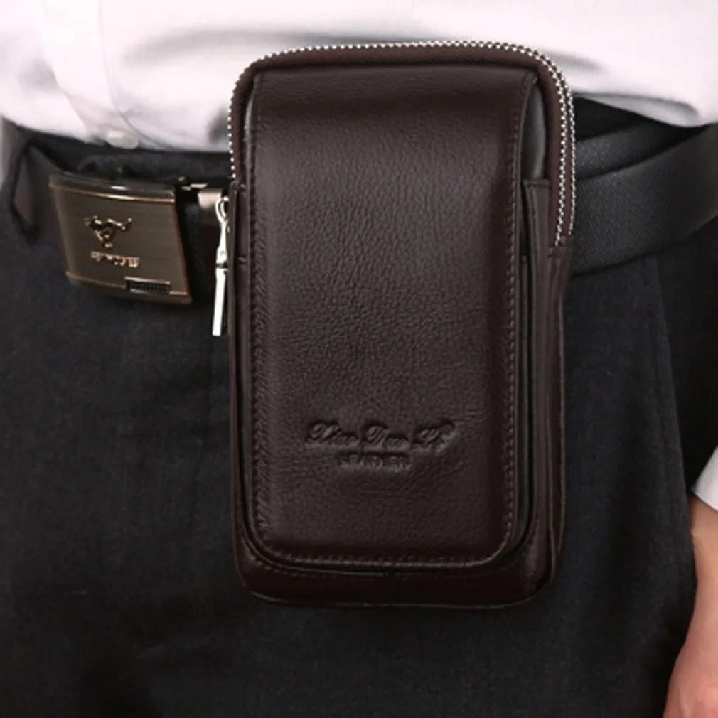 Xieben Marsupio Borsello in Pelle per Uomo con Clip, Custodia Verticale per Smartphone e Portafoglio, Caffè - immagine 3