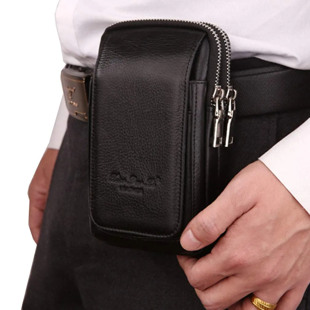Xieben Marsupio Borsello in Pelle per Uomo con Clip, Custodia Verticale per Smartphone e Portafoglio, Caffè - immagine 4